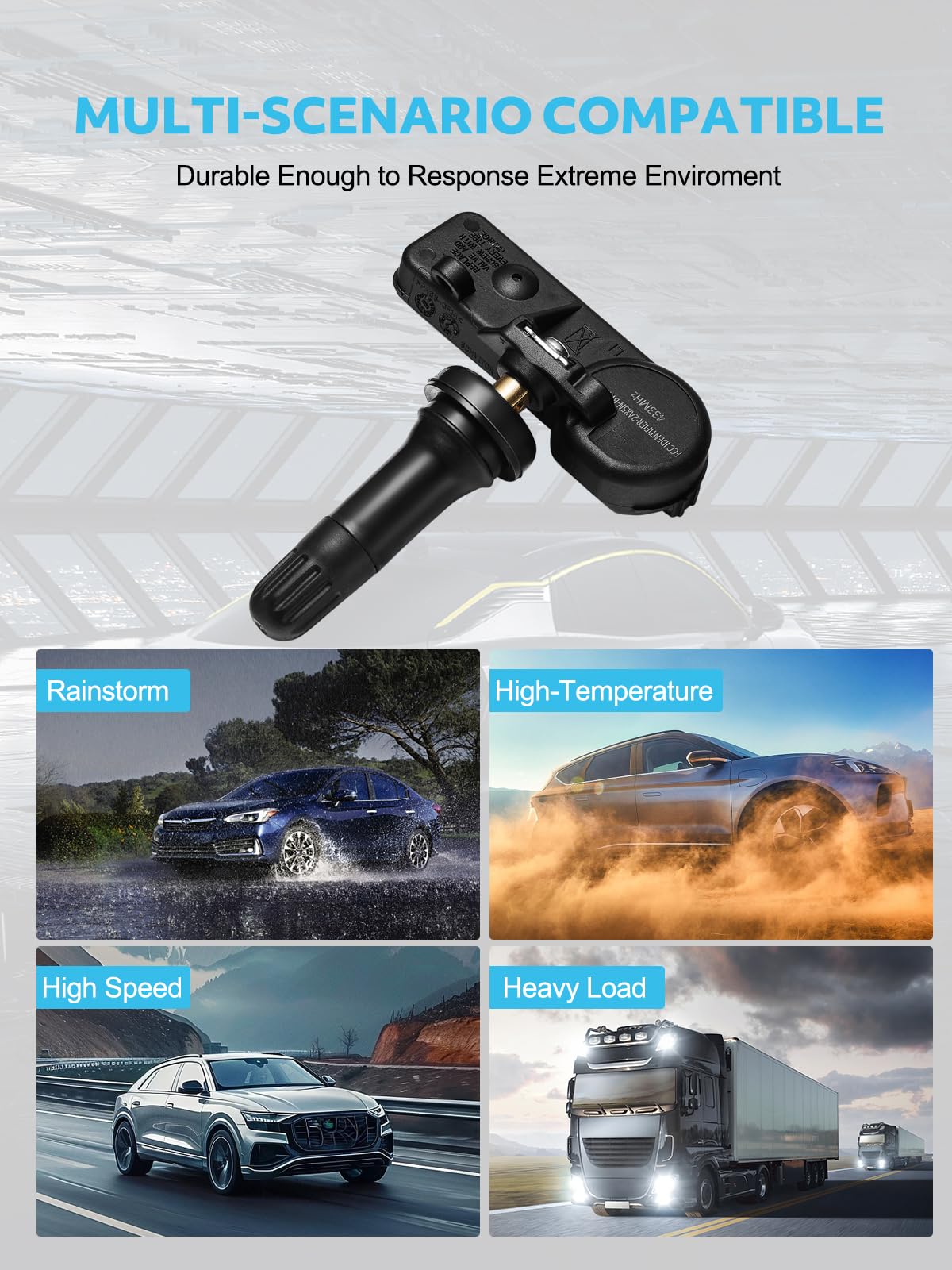 TAUTOY TPMS Sensor,433Mhz Tire Pressure Monitoring Sensor Fit for Chrysler Jeep Dodge Ram Replace# 56029398AB (4-Pack)