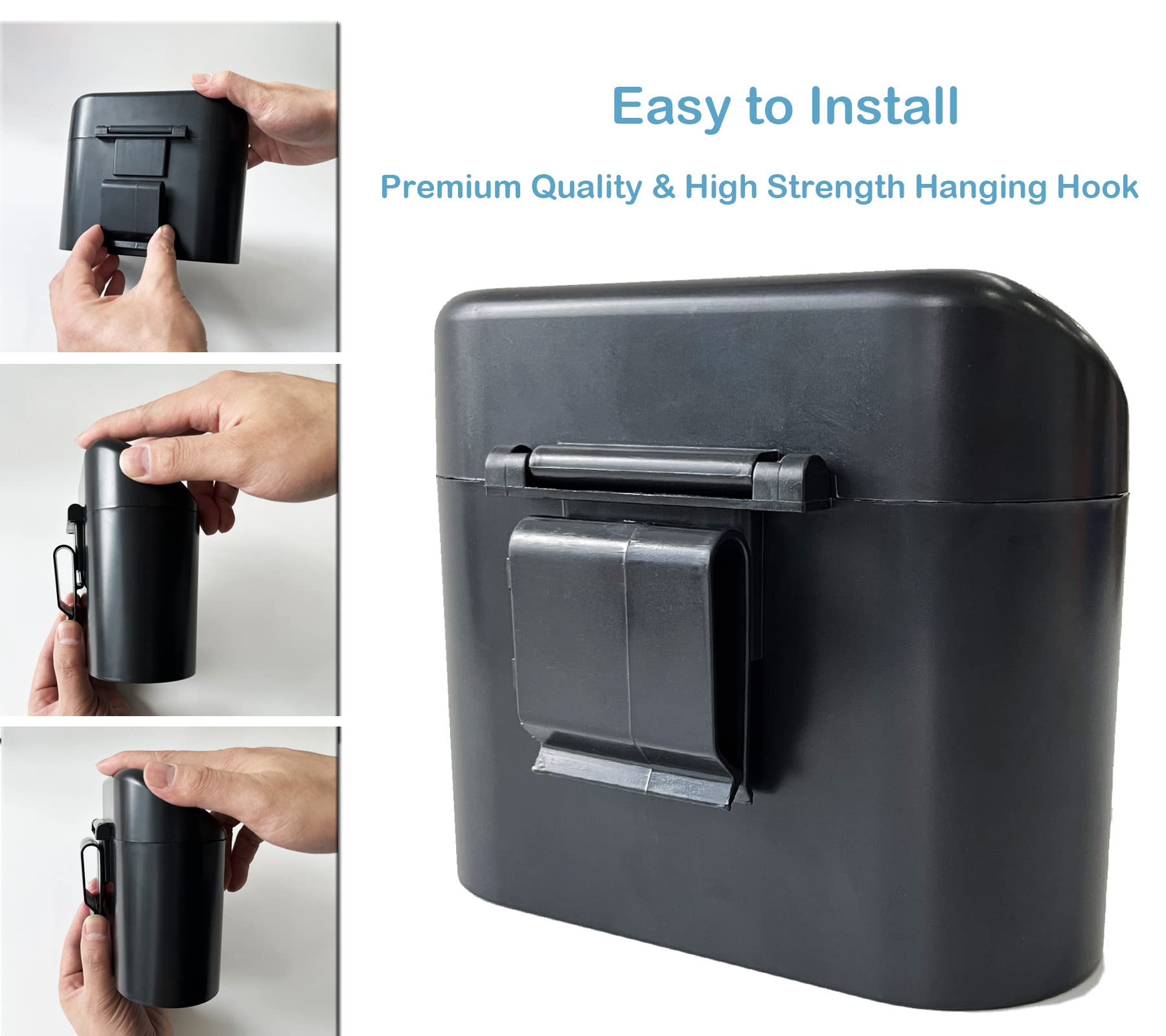 Kitbest Car Trash Can Bin With Lid, 60 Pcs Trash Bags And 2 Pcs Car Hooks. Mini Car Garbage Can, Dustbin Can Organizer Storage F