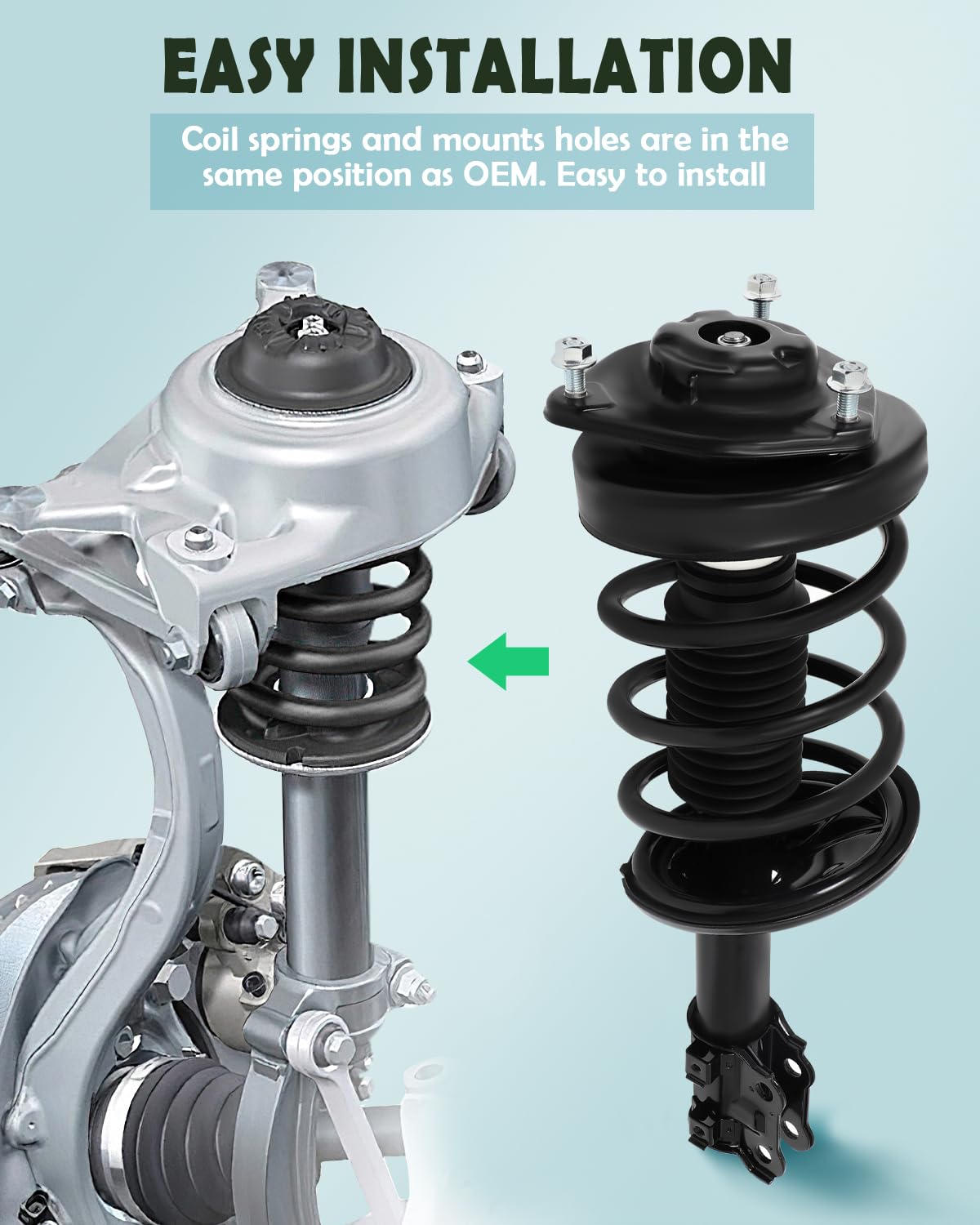 Scitoo Front Complete Strut Shock Coil Spring Assembly For 2003-2008 For Hyundai Tiburon