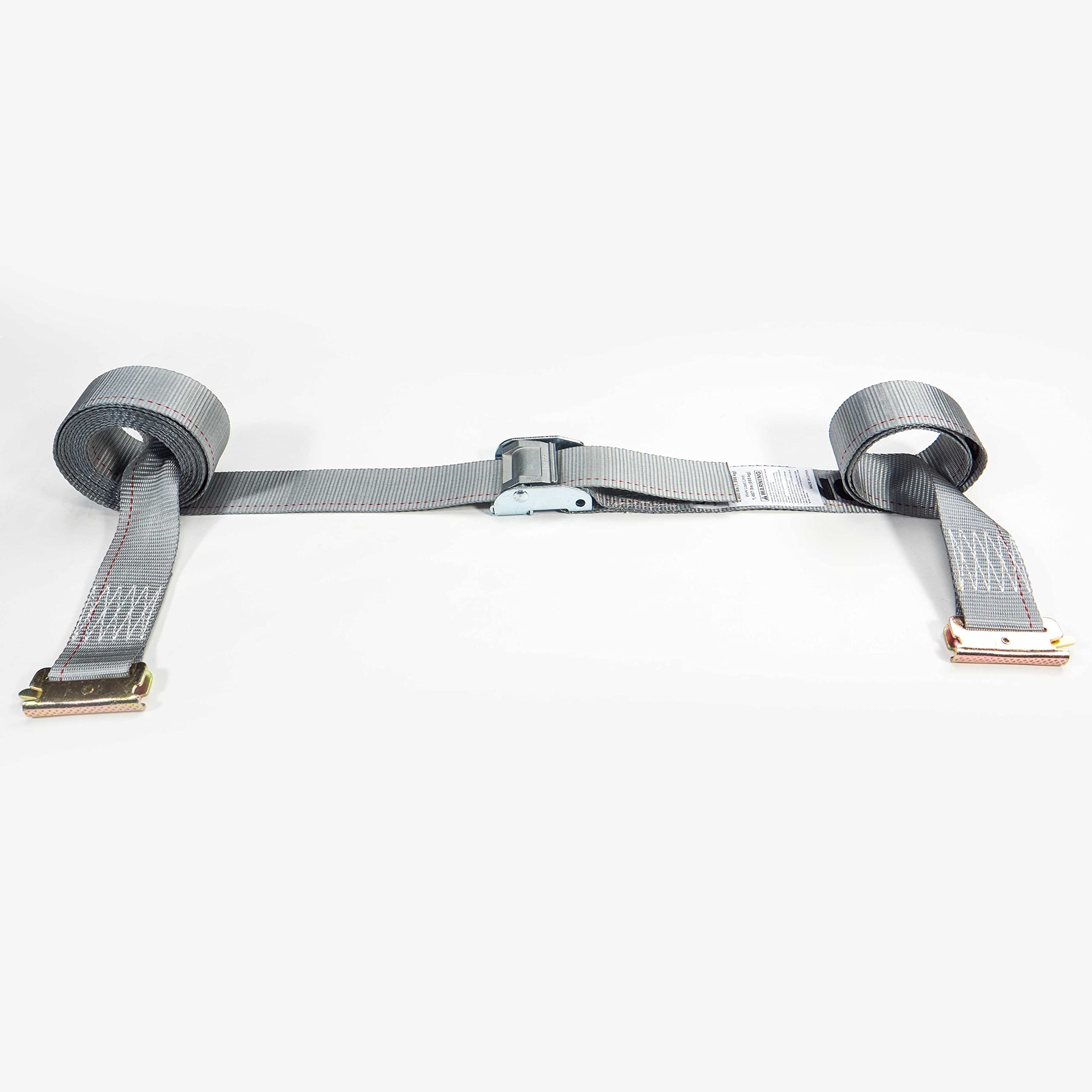 Us Cargo Control E-Track Cam Buckle Straps (10-Pack), 2 Inch X 16 Foot Heavy Duty Gray E-Track Straps With 4 Foot Fixed End And Spring E-Fittings, 833 Lbs. Working Load Limit, Logistic Straps