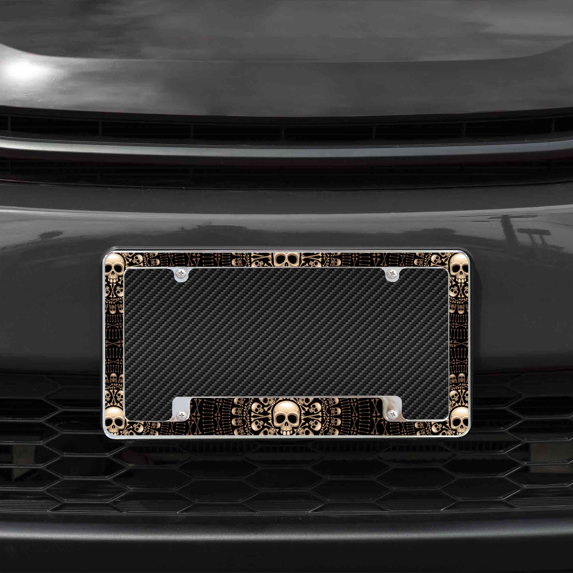 Rico Industries Skulls and Bones All Over Automotive License Plate Frame for Car/Truck/SUV (12 x 6)