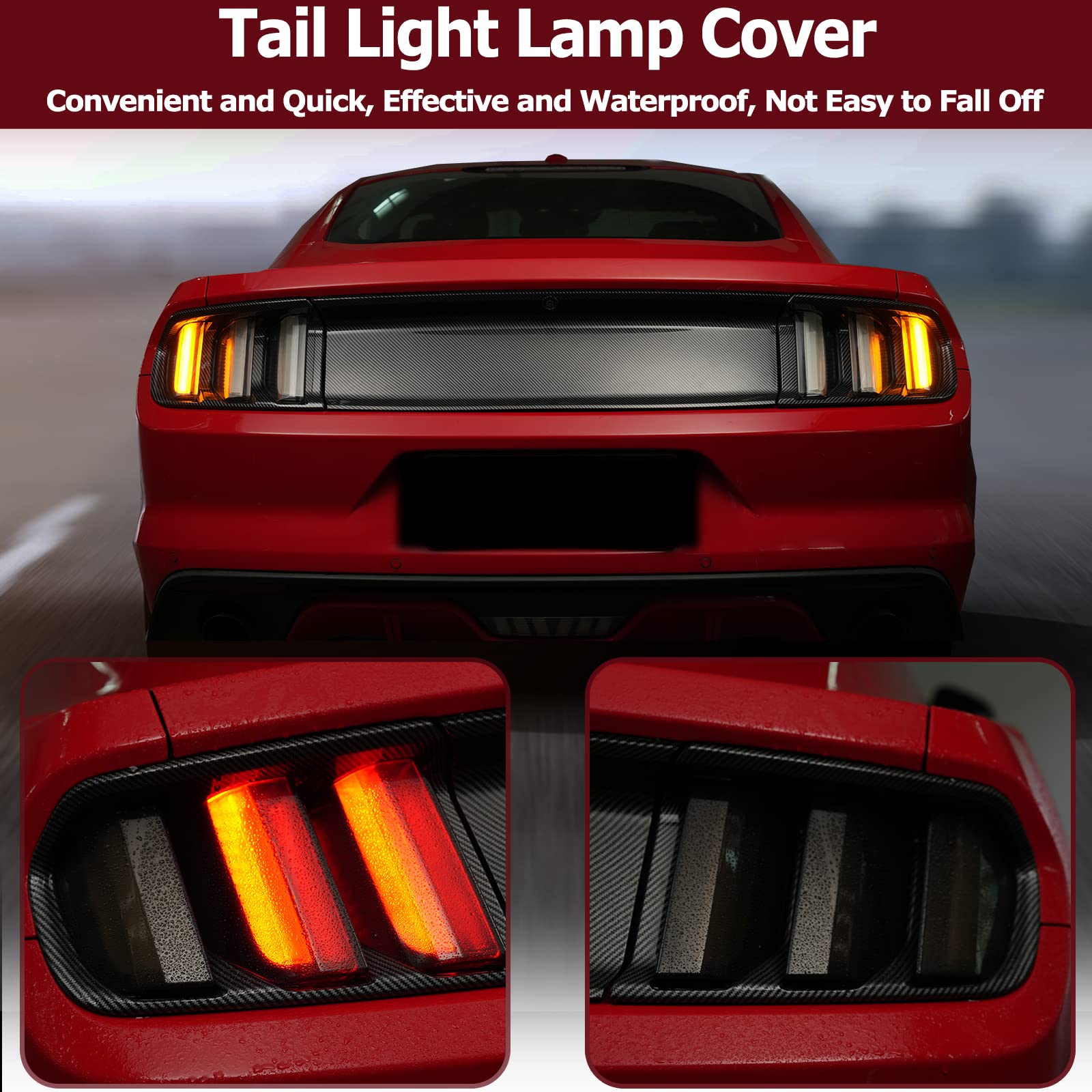 Litmiracle Smoke Black Tail Light Lamp Cover, Tail Light Lamp Cover Guard Trim Frame Bezels External Accessories Applicable To Ford Mustang 2015 2016 2017