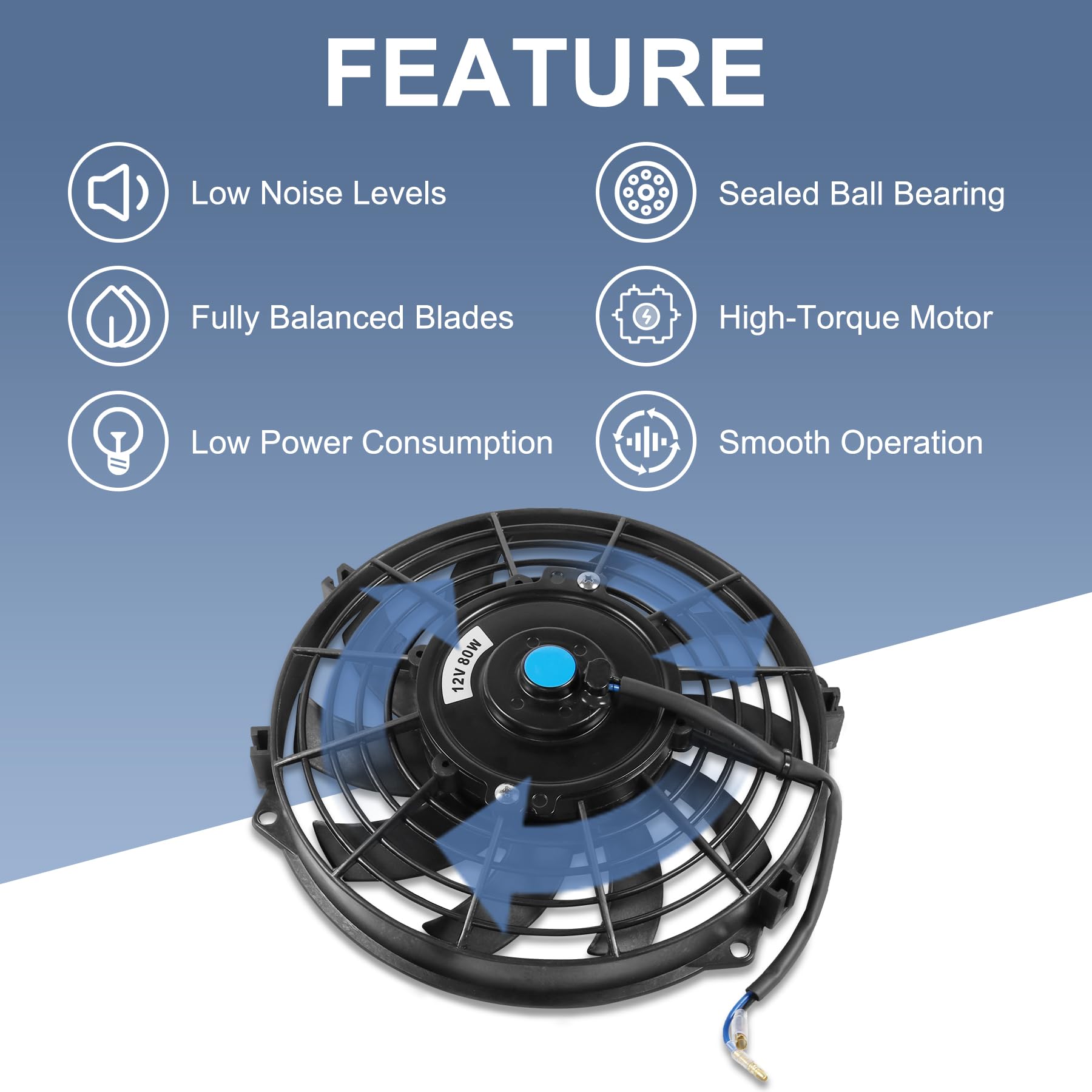 Jdmspeed New Universal Slim Fan Push/Pull Electric Radiator Cooling Engine Kit 12V 80W 9 Inch