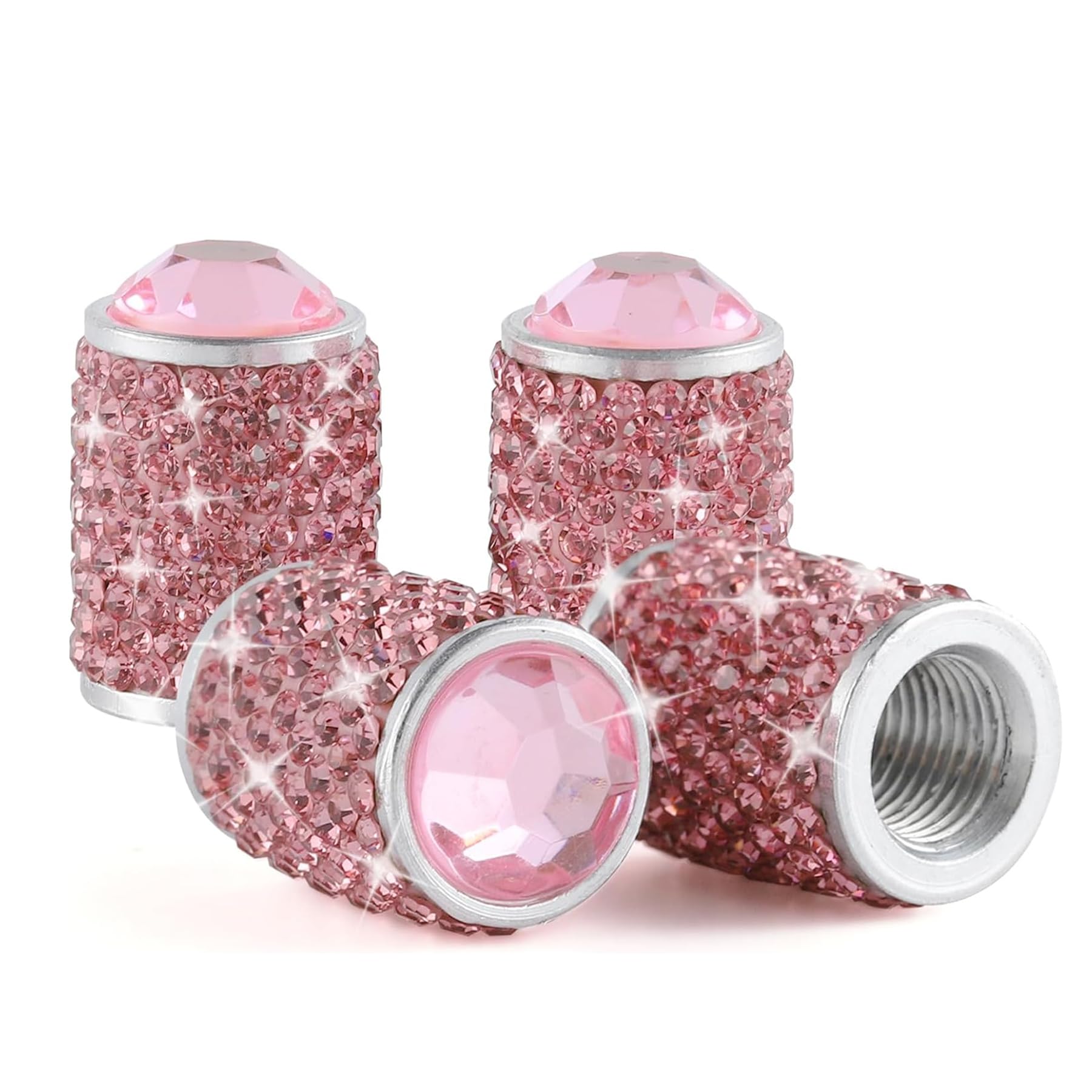 Alpmosn Car Wheel Tire Valve Caps, 4 Pcs Bling Tire Valve Caps, Crystal Tire Caps Shinny Rhinestone For Women, Universal Car Dus