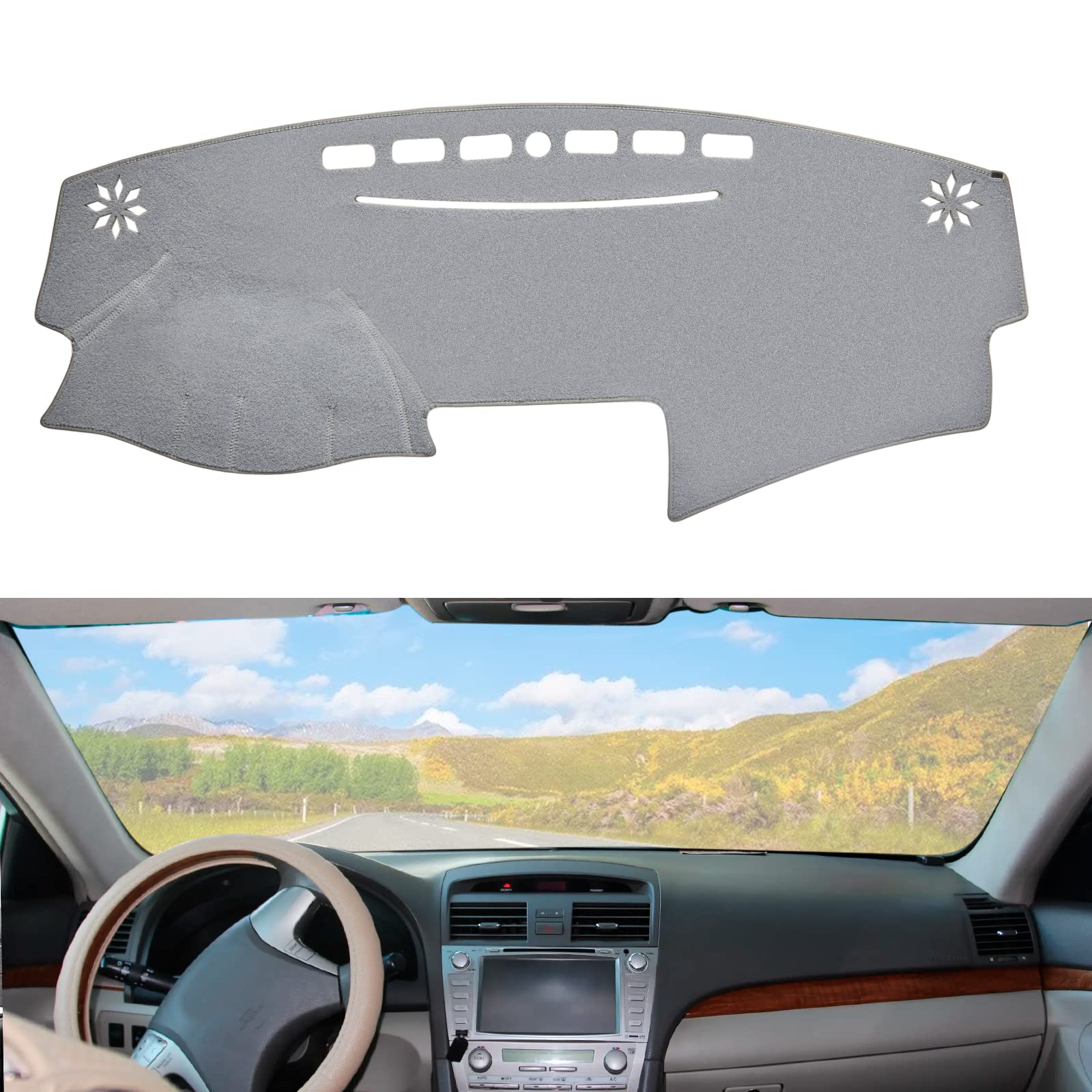 Berksyde Dashboard Dash Cover Mat Carpet Compatible With 2007-2011 Toyota Camry(Grey)