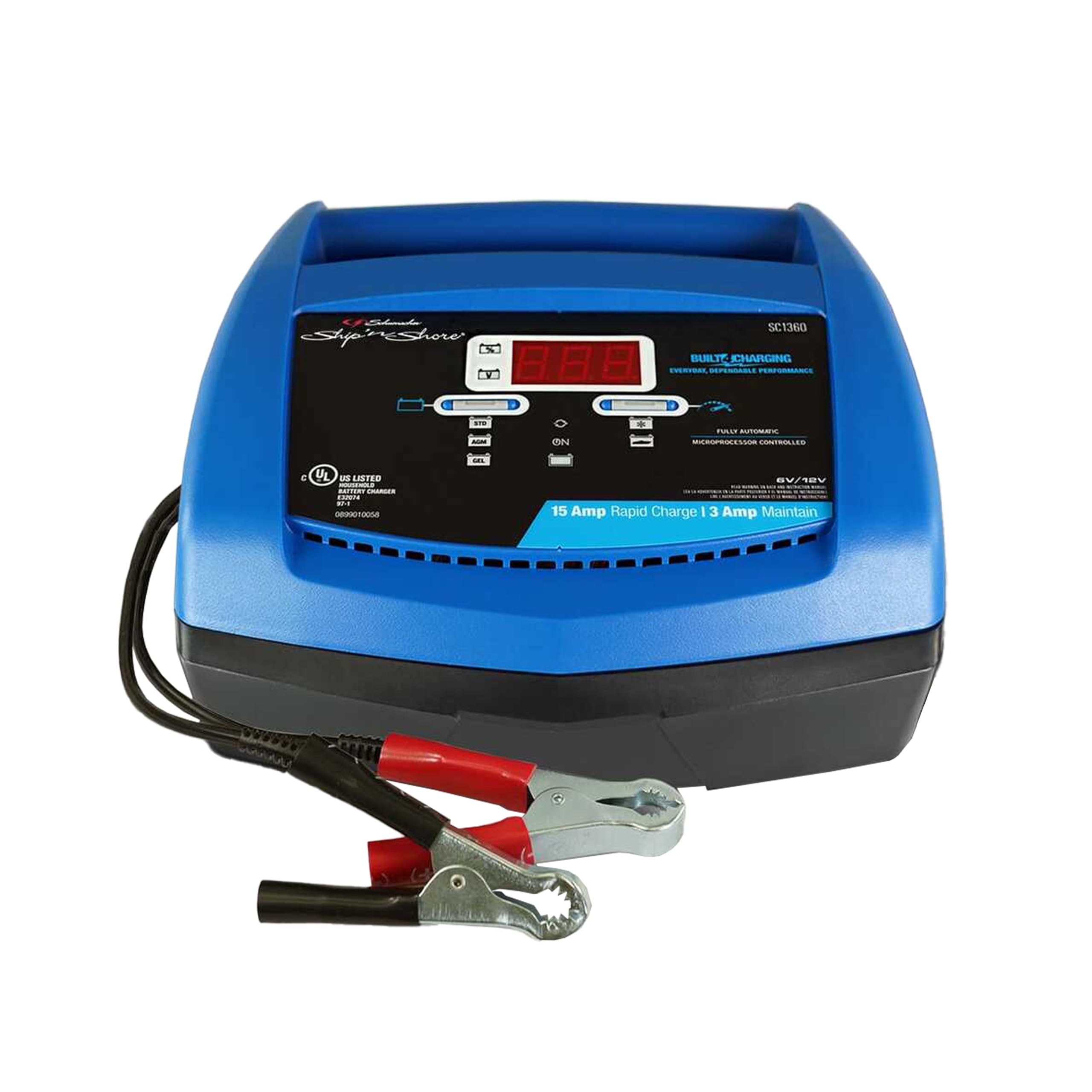 Schumacher Electric Ship 'n Shore Rapid Battery Charger and Maintainer, SC1360, 4-in-1, Fully Automatic, Battery Tester, 15 Amps