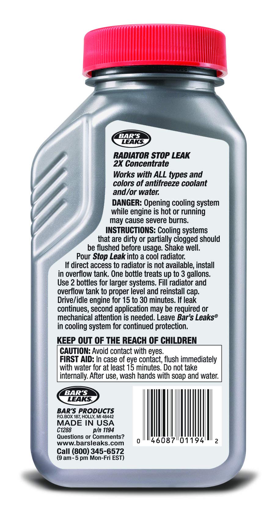 Bar'S Leaks Radiator Stop Leak 2X Concentrate, 6 Oz.