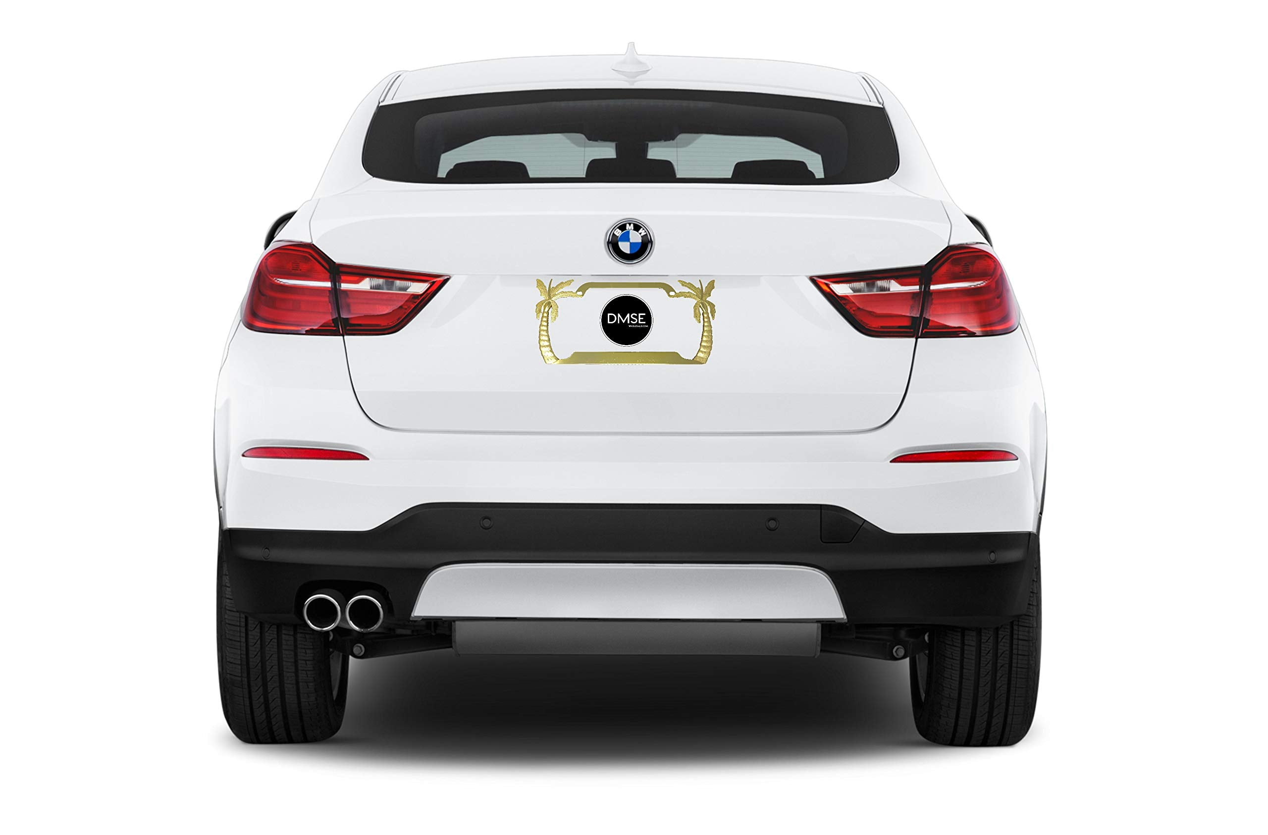 DMSE Palm Tree Beach Theme Metal License Plate Frame - Gold - Fits Any Vehicle - Model DMSE-L0424-Palm#1Gold