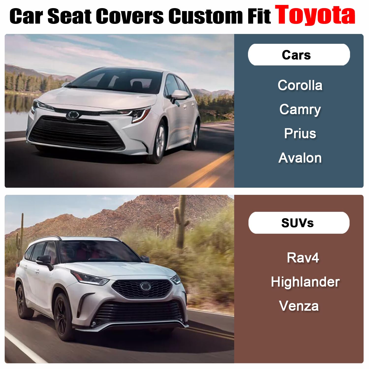 Giant Panda Front Car Seat Cover Custom Fit Toyota, Leather Bucket Seat Covers For Toyota Rav4 Camry Highlander Corolla Prius (B