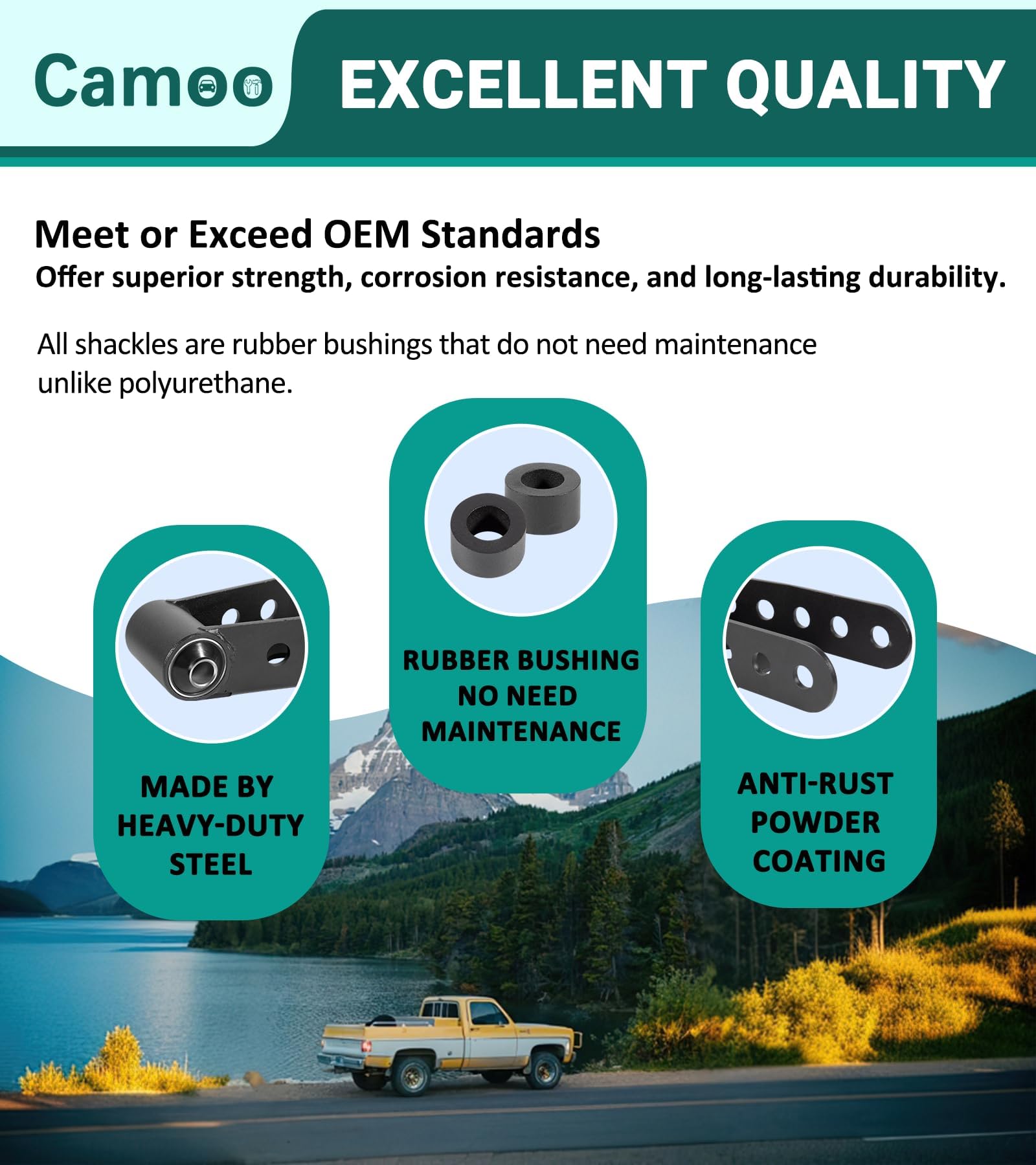 2-3' Suspension Rear Drop Lowering Shackles Kit Leaf Spring Drop Shackle Kit Compatible With Chevy Silverado Gmc Sierra 1500 C1500 K1500 Dodge Ram Replaces 6400 410520