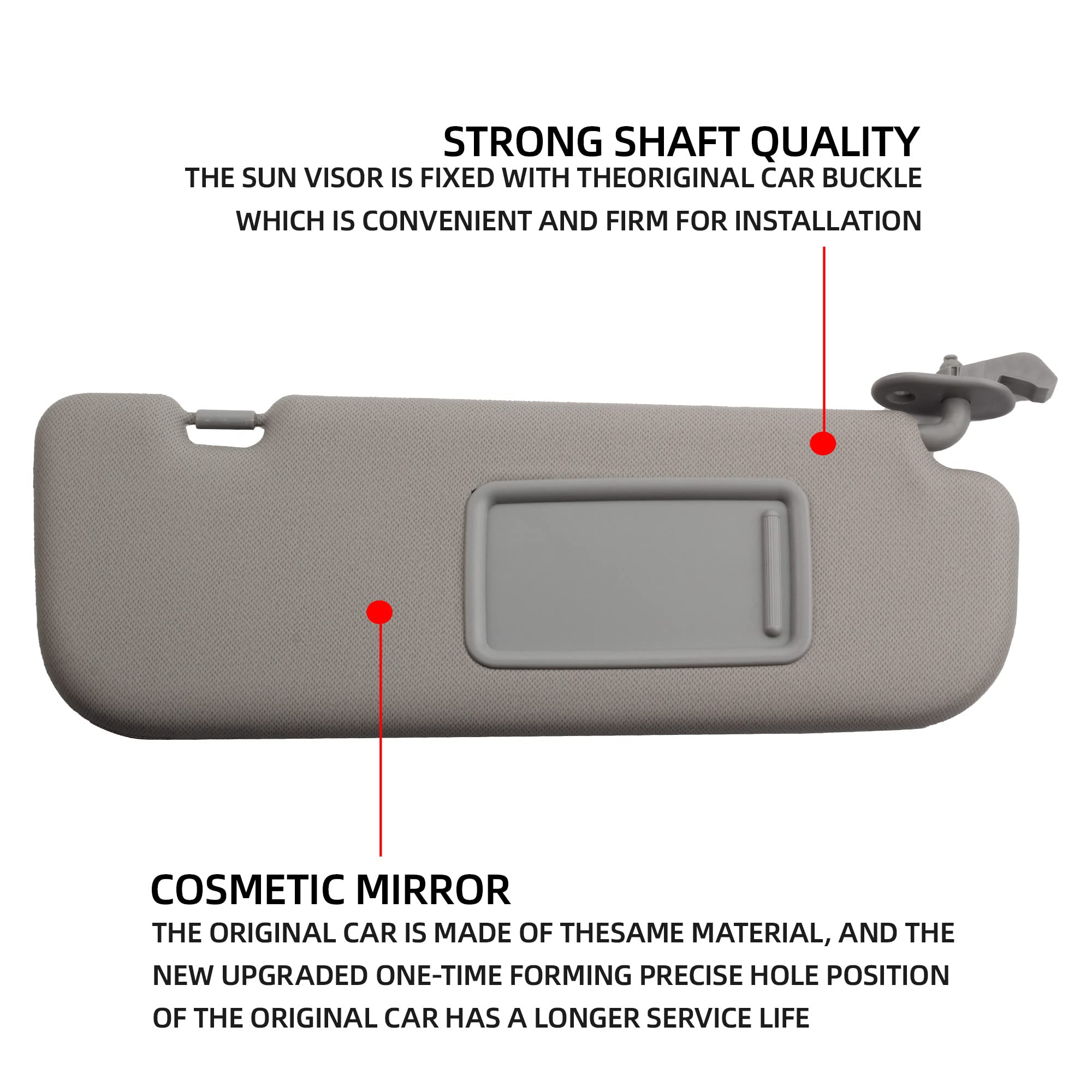 Dasbecan Gray Right Passenger Side Sun Visor Compatible With Hyundai Elantra 2011 2012 2013 2014 2015 Replaces# 852103X000Tx