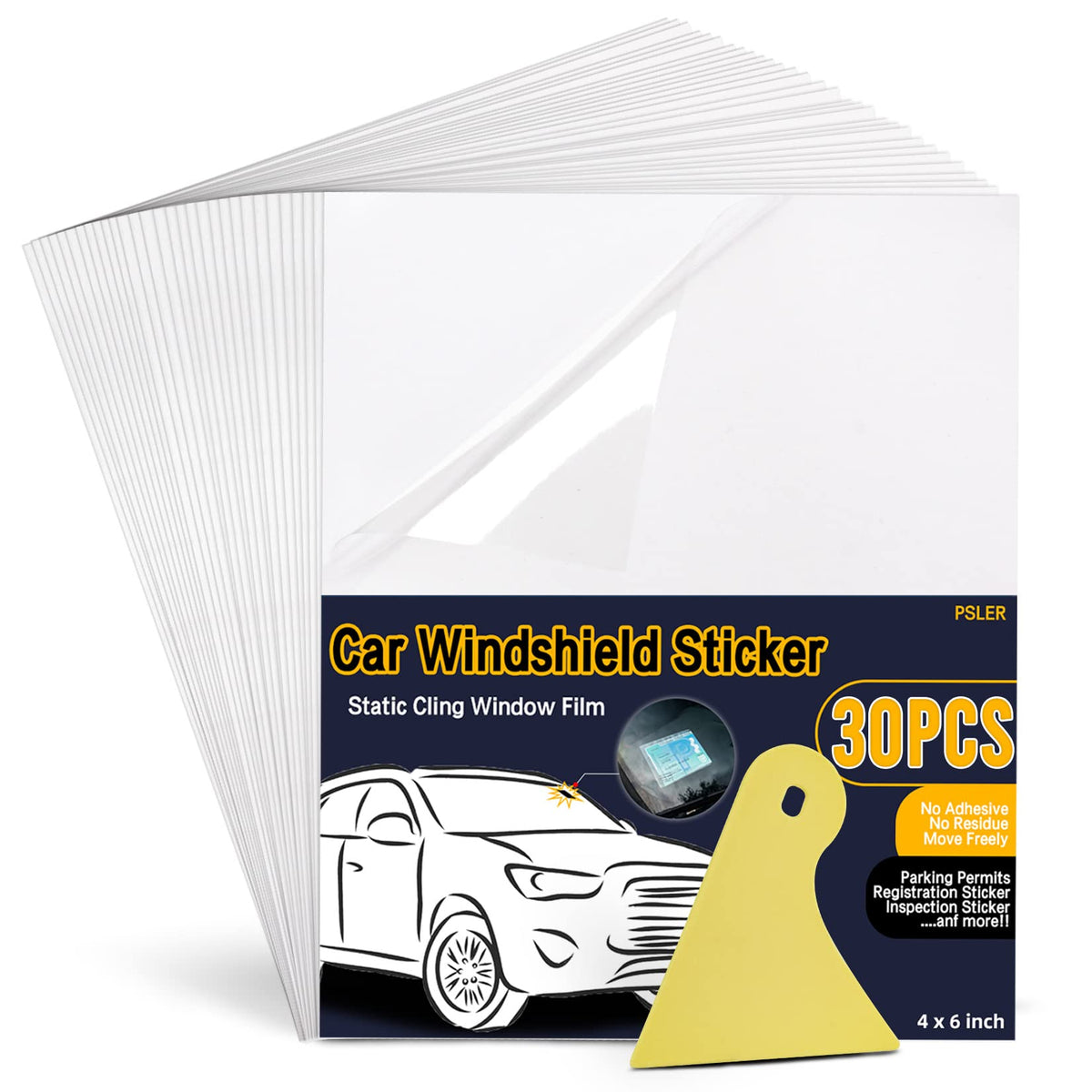 PSLER Car Windshield Sticker, Windshield Applicator, Clear Window Cling Car Inspection Sticker Holder Static Cling Window Film f