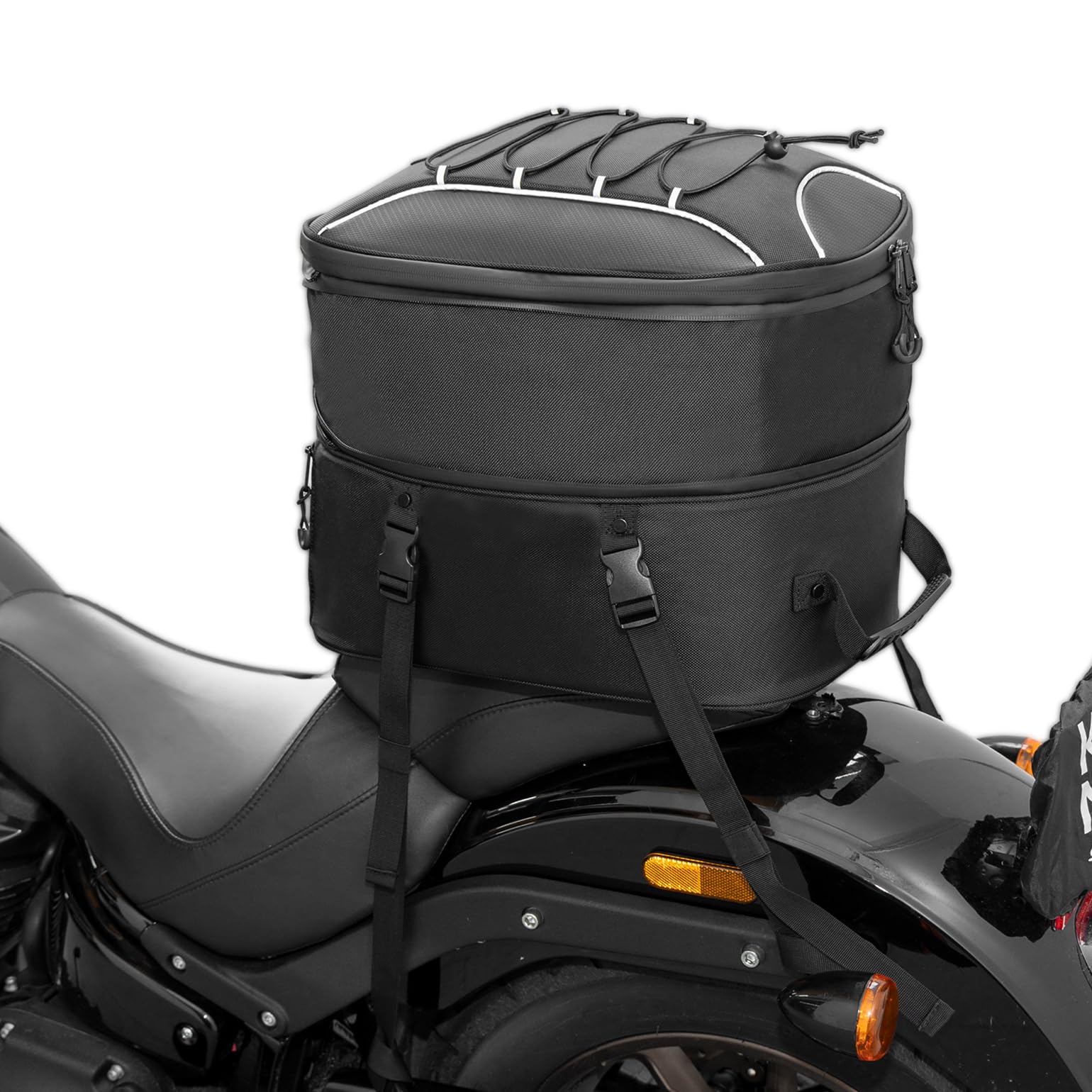 Kemimoto Motorcycle Tail Bag, Dual Use Motorcycle Rear Seat Bag With Waterproof Rain Cover, 25L-45L Expandable Motorbike Helmet