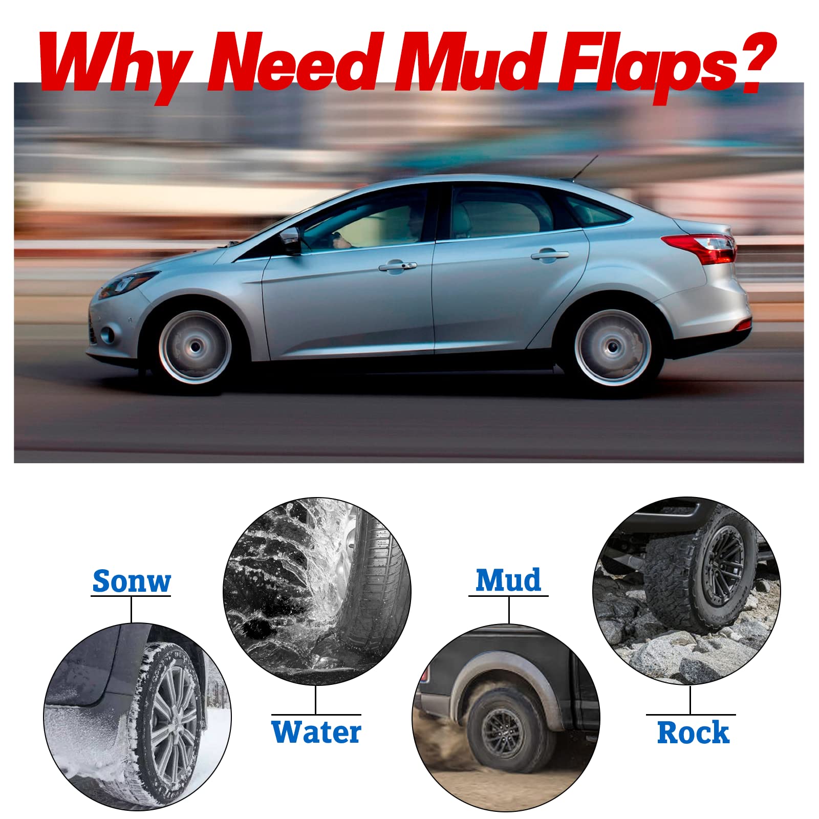 Bdfhyk Mud Flaps Splash Guards 4Pcs Front & Rear Side Mud Guards Compatible For 2012-2016 Focus Without Oem Fender Flares