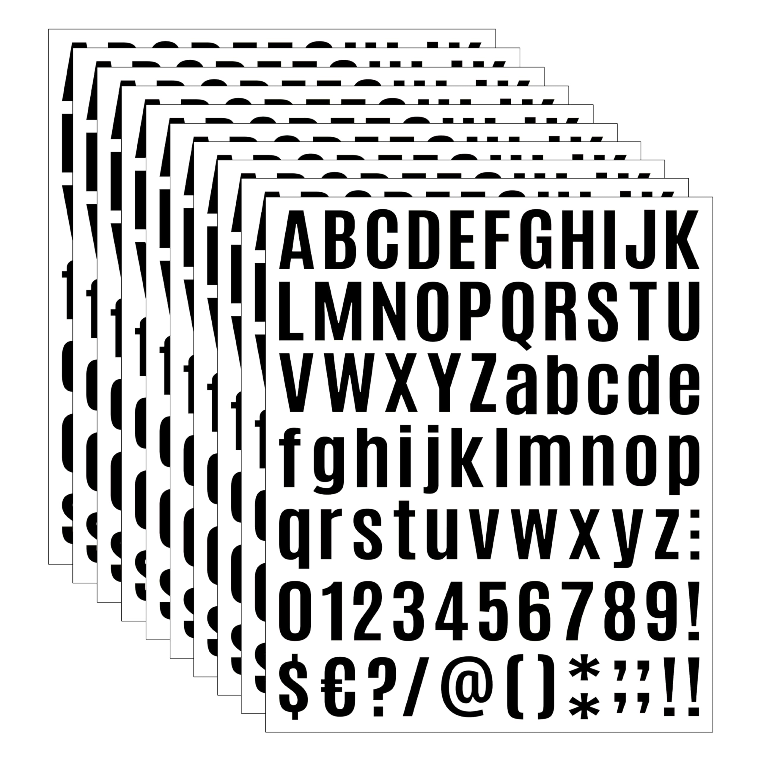 10 Sheet Black Self-Adhesive Vinyl Stickers - 1 Inch Appendix, Waterproof For Arts & Crafts, Outdoor Signs, Windows & Doors, Car