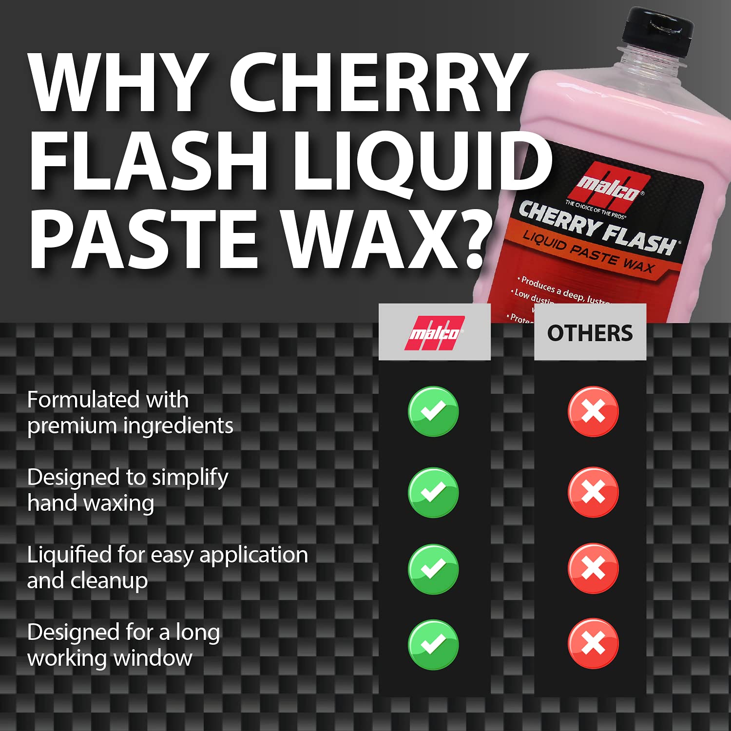 Malco Cherry Flash Automotive Liquid Paste Wax - Protect & Shine Your Vehicle/Easiest Way to Hand Wax Your Car/Lasting Gloss & P