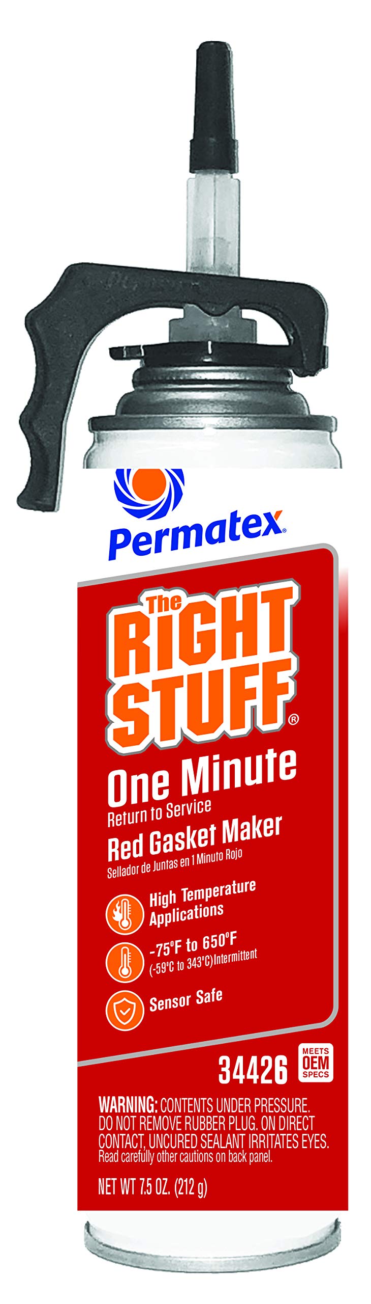 Permatex 34426 Right Stuff 1 Minute Red High Temperature Gasket Maker, 7.5 Oz