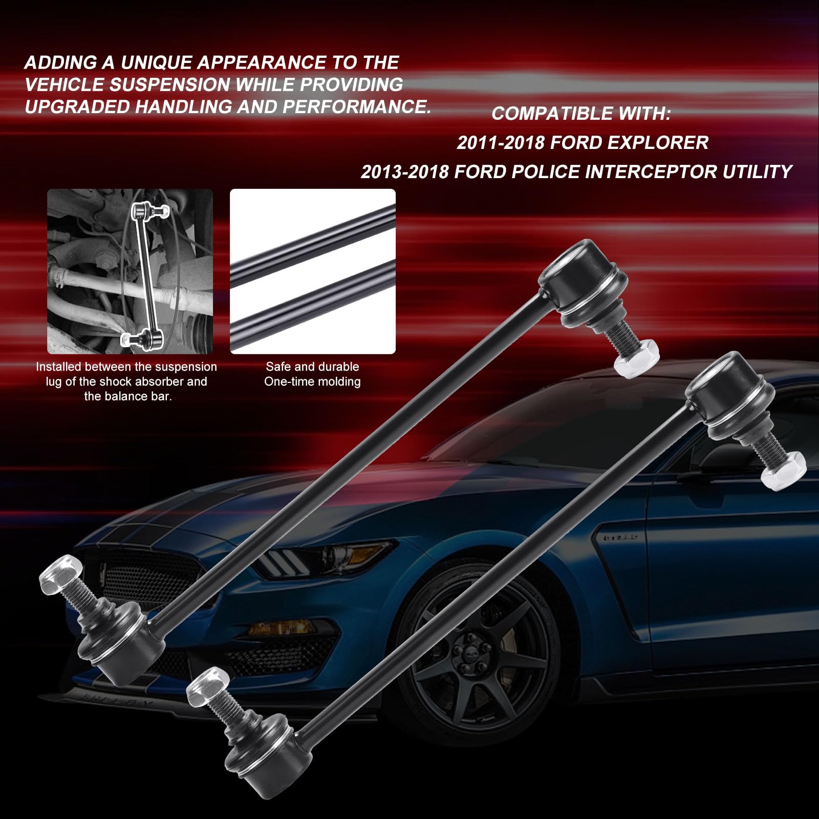 K750616 K750617 Sway Bar Links - Front Stabilizer Bar End Links Compatible With 2011-2018 Ford Explorer 2013-2018 Ford Police In