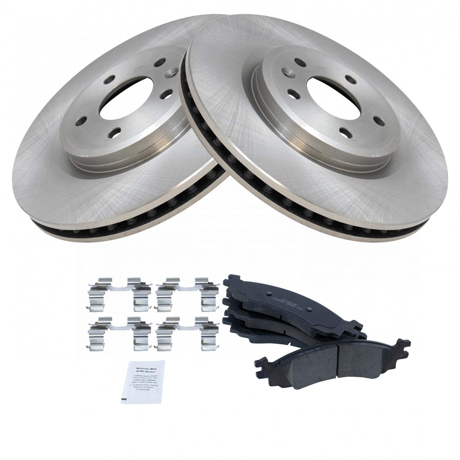 Trq Front Brake Pad & Rotor Kit Brake Pads Brake Rotor Ceramic Compatible With 2010-2012 Ford Taurus