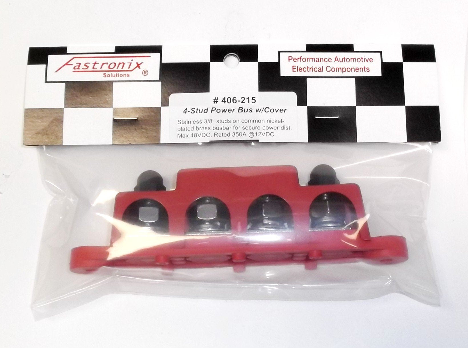 Fastronix 3/8'' 4 Stud Stainless Steel Power Distribution Block With Cover