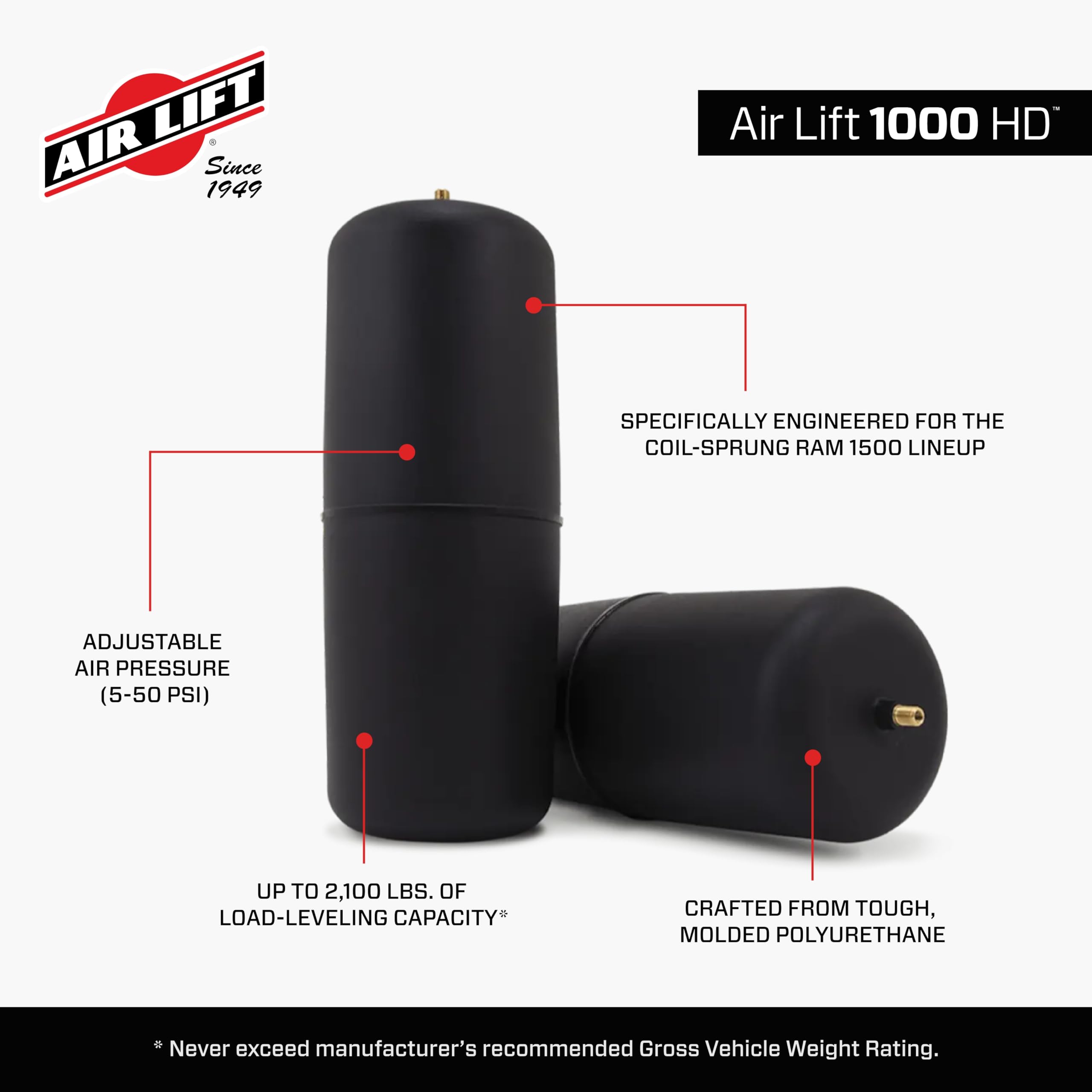 Air Lift 1000 Hd Air Spring Kit For 2009-2025 Ram 1500-60818Hd