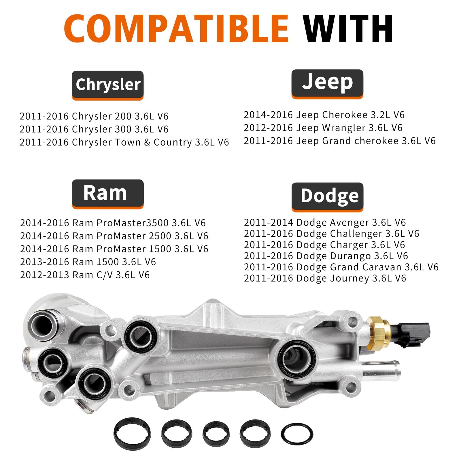 926-959 Oil Cooler Engine Oil Filter Housing Assembly, Full Aluminum Oil Cooler Kit For 3.6L 2012-2016 Jeep Grand Cherokee Wrang