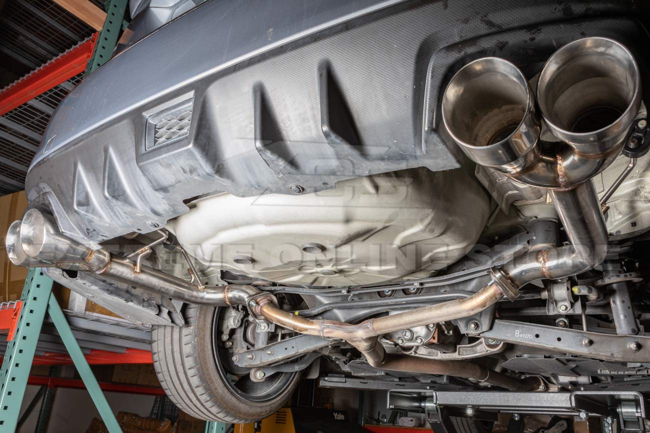 Replacement For 2015-2021 Subaru Wrx Sti Stainless Steel Polished Silver Muffler Axle Back 4' Double Wall Quad Tips Exhaust