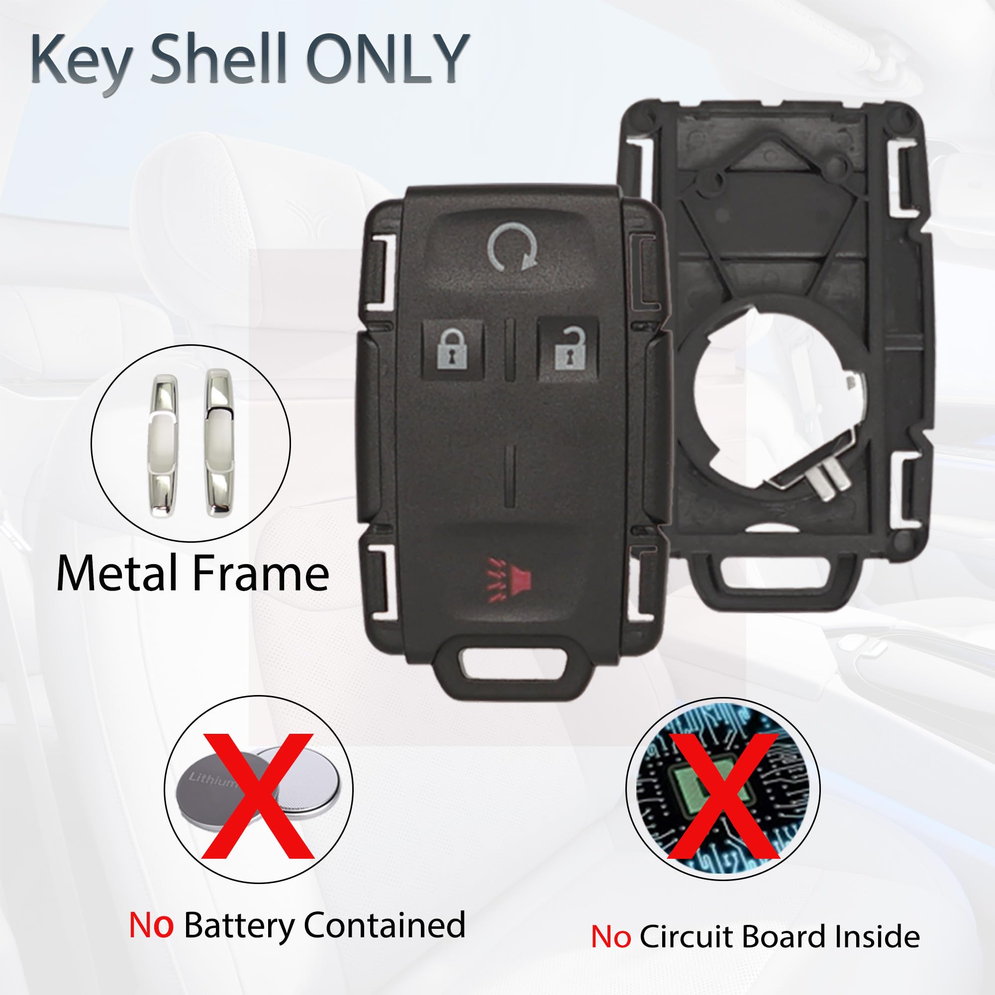 Key Fob Shell Case Replacement Fits For Chevy Silverado Colorado Gmc Canyon Sierra 2014 2015 2016 2017 2018 2019 2020 2021 Keyless Entry Remote Control 4 Button Pad Outer Cover M3N-32337100