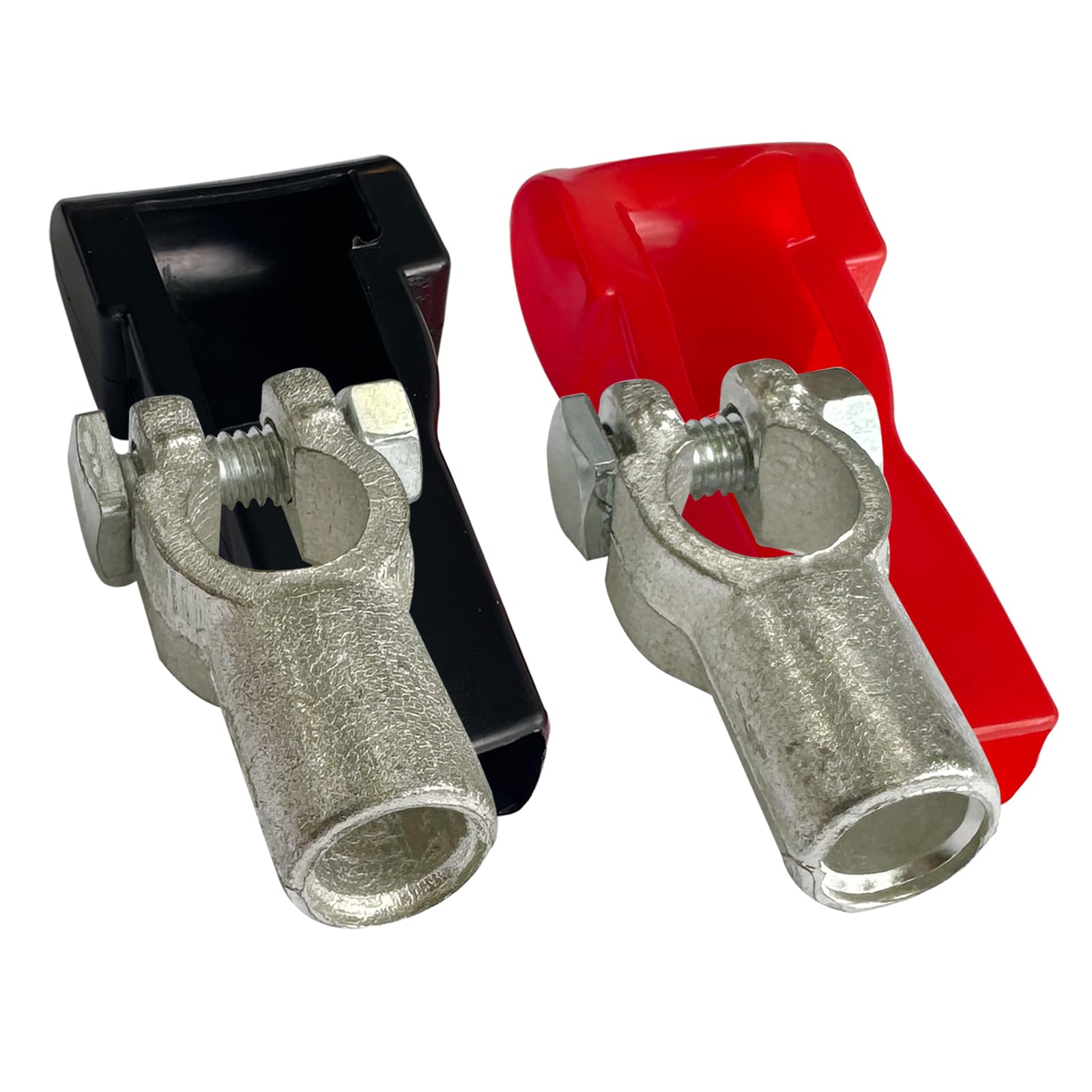 Ampper Copper Top Post Battery Terminal Set, Standard Top Post Battery Terminal Clamp Connector Set (+/-) W/Cover for 1/0 Gauge 