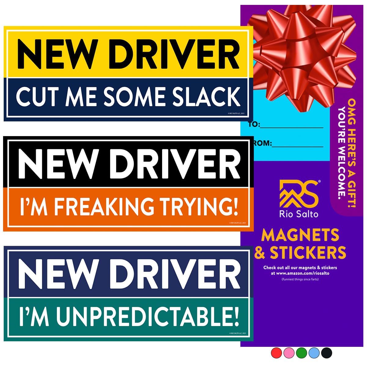 Rio Salto 3-Pack Large New Driver Car Magnet Please Be Patient Magnet Permit Student Driver Magnets Sticker Cool Prank Rookie Fu