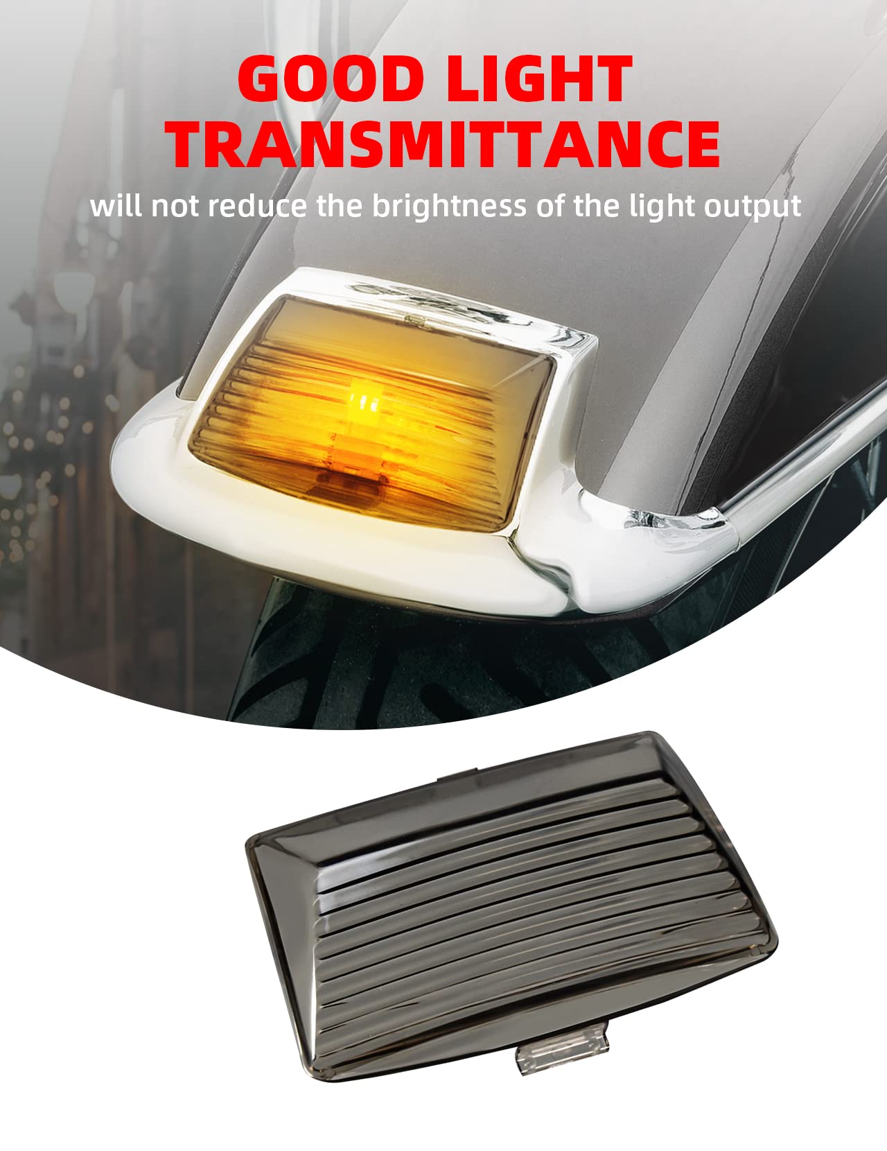 Amazicha Smoked Front Rear LED Fender Tips Lights Mud Guards Covers Lens Compatible for Harley Davidson Electra Glide Road King