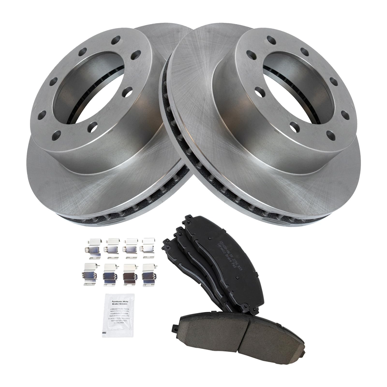 Trq Front Brake Pad & Rotor Kit Brake Pads Brake Rotor Ceramic Compatible With 2013 Ford F-250 Super Duty