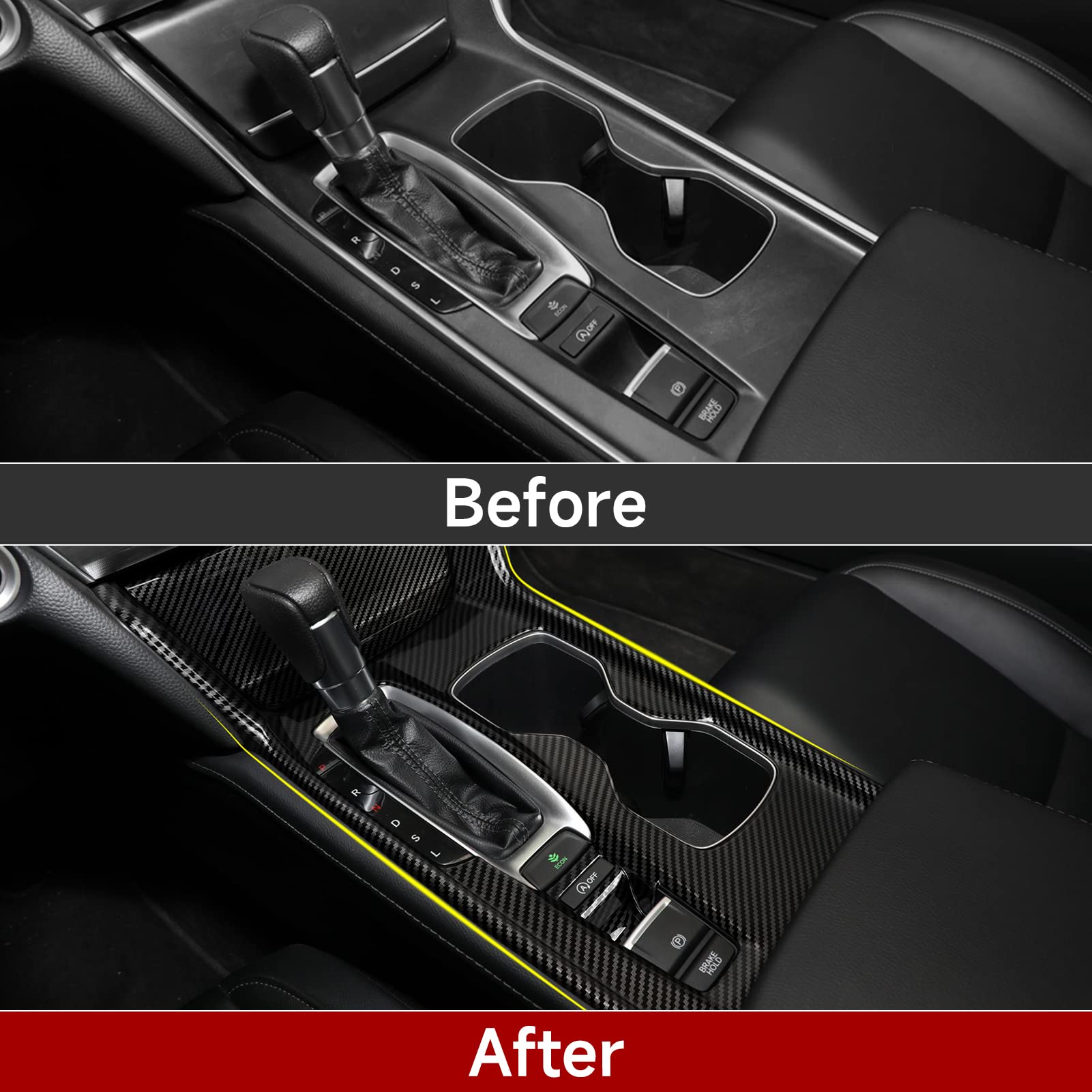 Brmyl Gas Version Car Gear Shift Panel Decals For Honda Accord 2018 2019 2020 2021 2022 10Th Gen Accessories Abs Carbon Fiber In