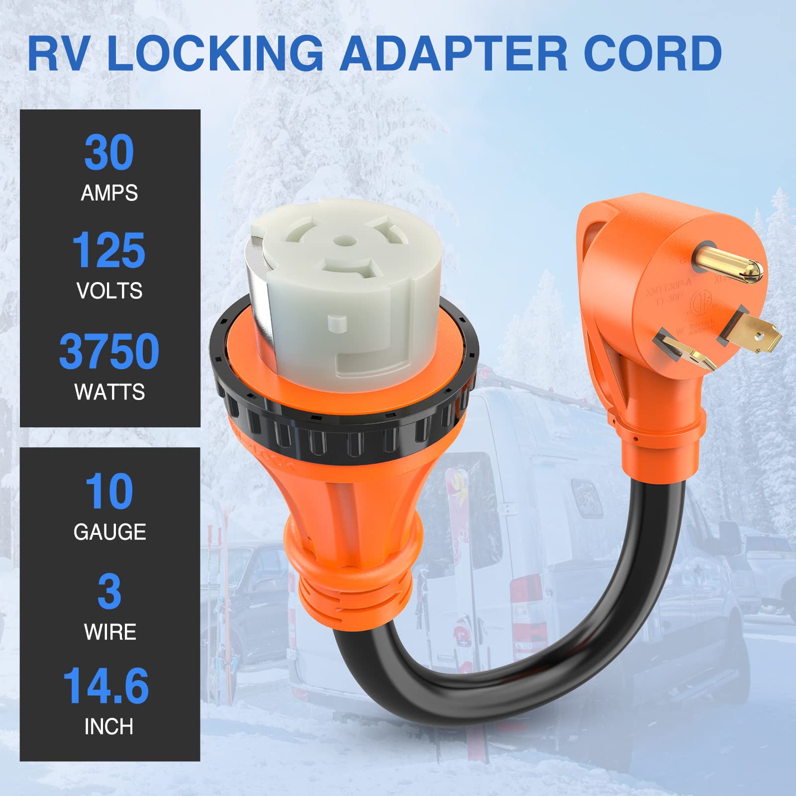 Nilight Rv Locking Adapter Cord 30 Amp To 50 Amp Pure Copper Heavy Duty Dog Bone Plug 10 Gauge Wire Tt-30P To Ss2-50R 30M/50F We