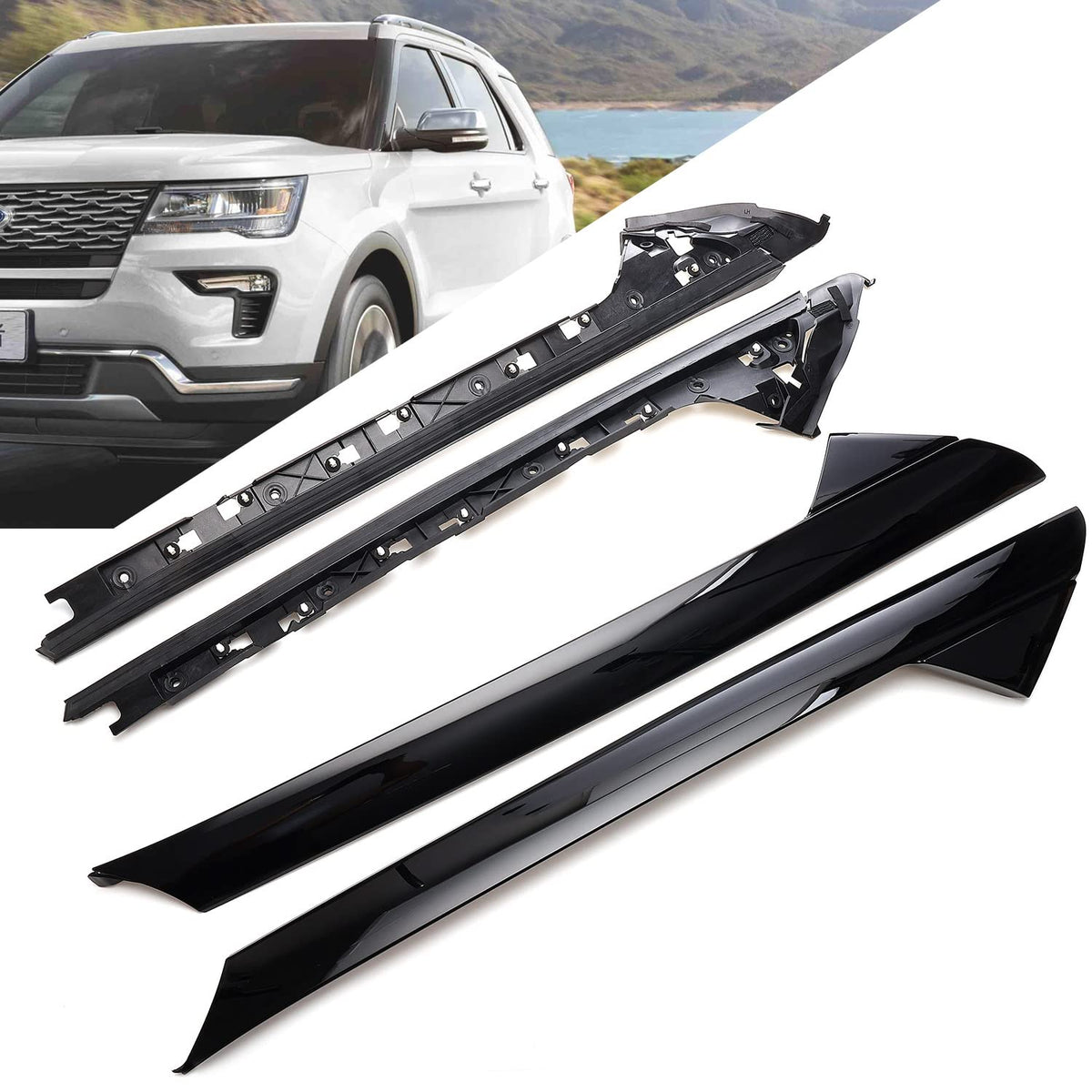 Windshield A-Pillar Molding Trim Compatible with 2011-2019 Ford Explorer Replaces 926-450,926-451,BB5Z7803137AA, BB5Z7803145AA, 