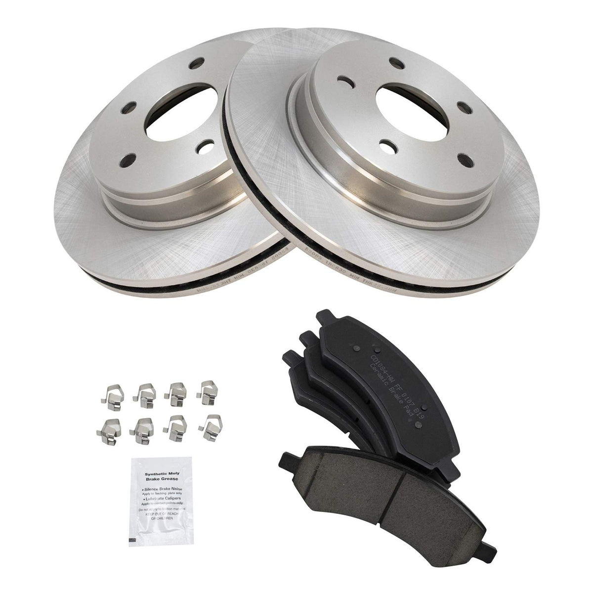Trq Front Brake Pad & Rotor Kit Brake Pads Brake Rotor Ceramic Compatible With 2007-2009 Chrysler Aspen Dodge Durango 2006-2010