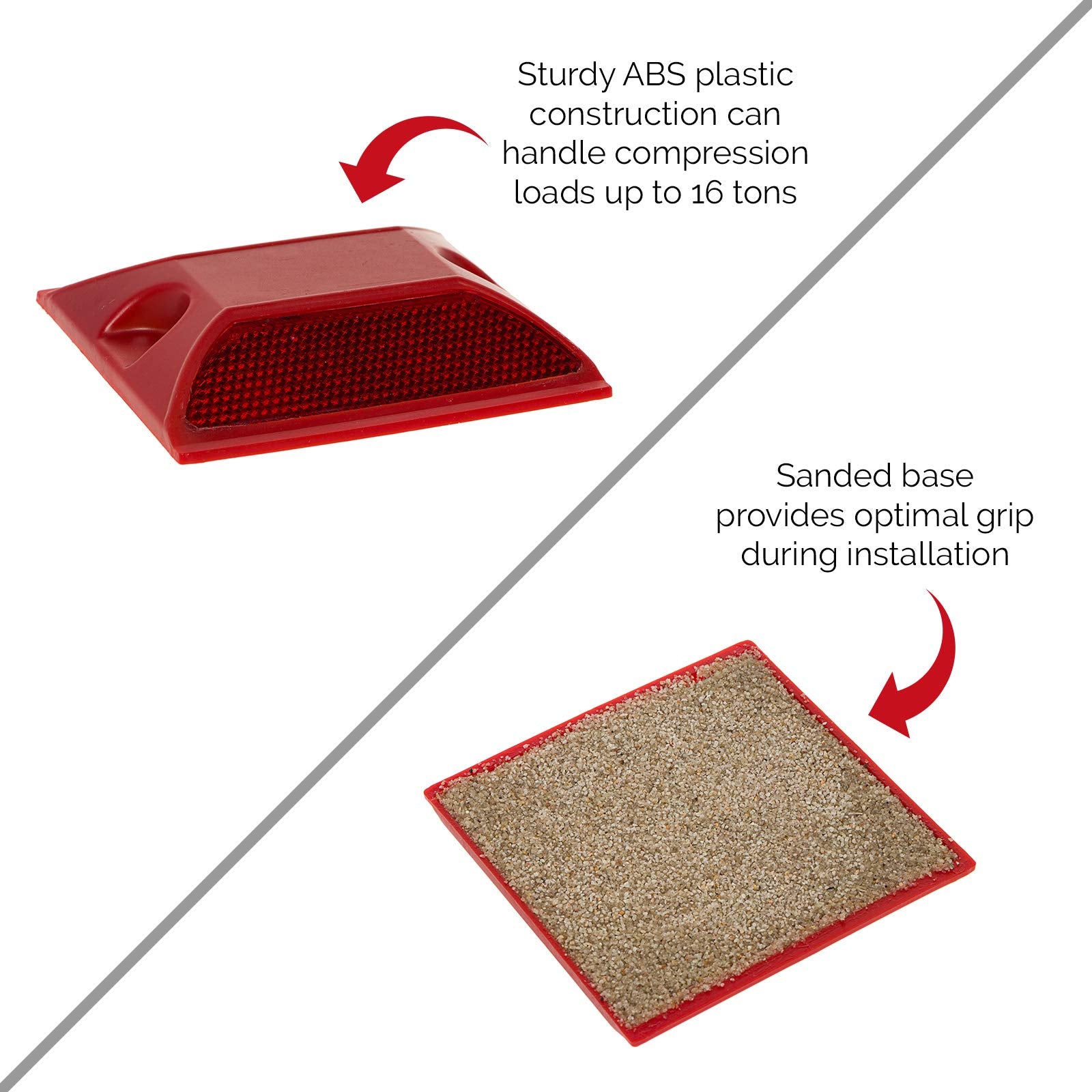 10 Pack Commercial Reflective Road Pavement Marker - Reflective Driveway Marker (Red)