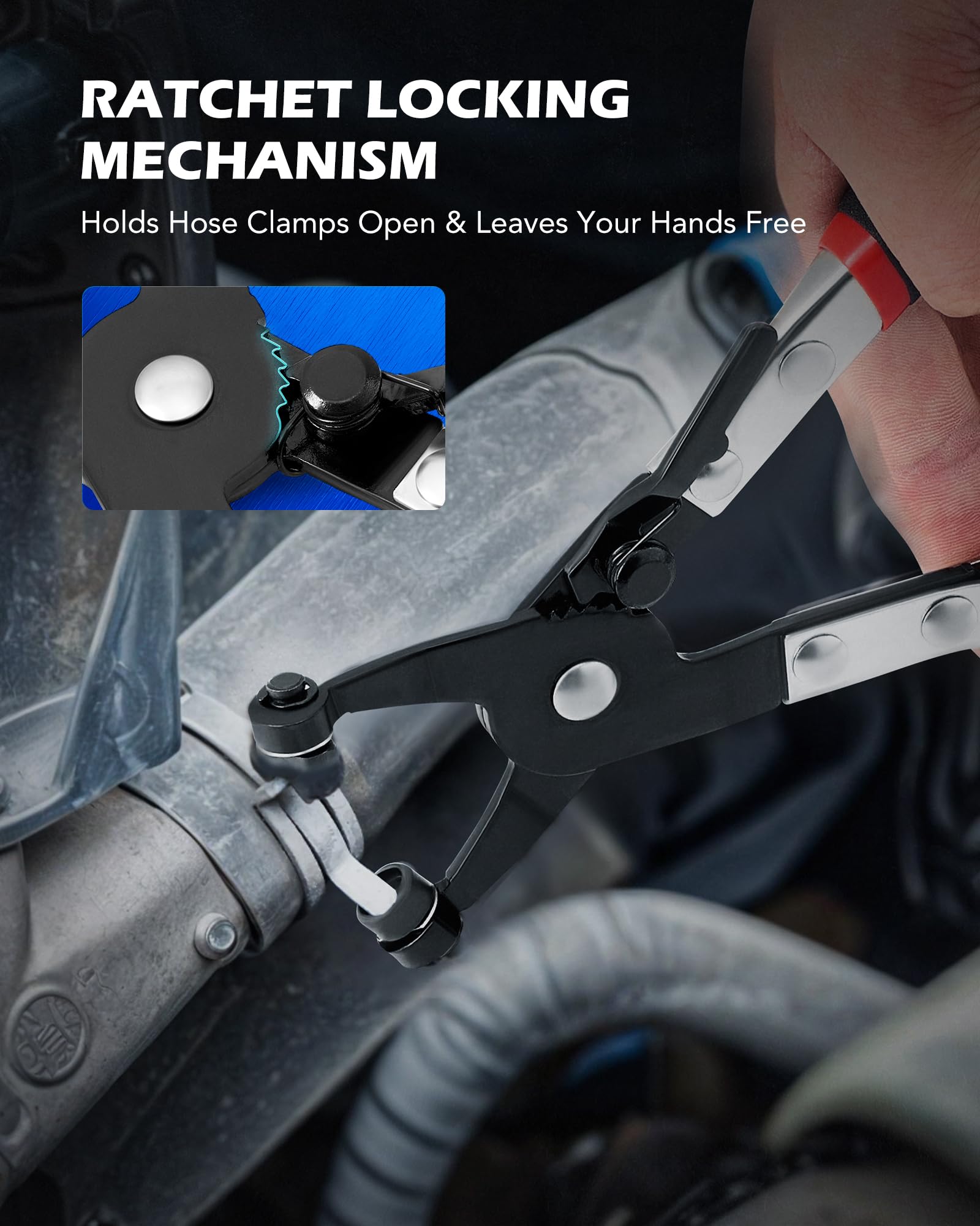 Orion Motor Tech 9Pc Hose Clamp Pliers With Flexible Wire Long Reach Swivel Jaw And Flat Band Pliers For Coolant Radiator Heater