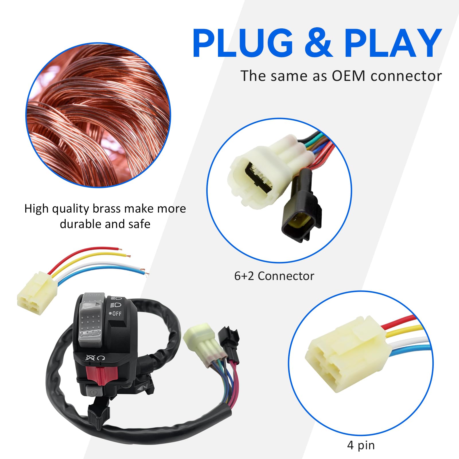 M MATI Start Stop Switch & Starter Solenoid Relay & Plug & Spark for Yamaha YFM Big Bear 250/400 Grizzly 350/400/660 Kodiak 400/