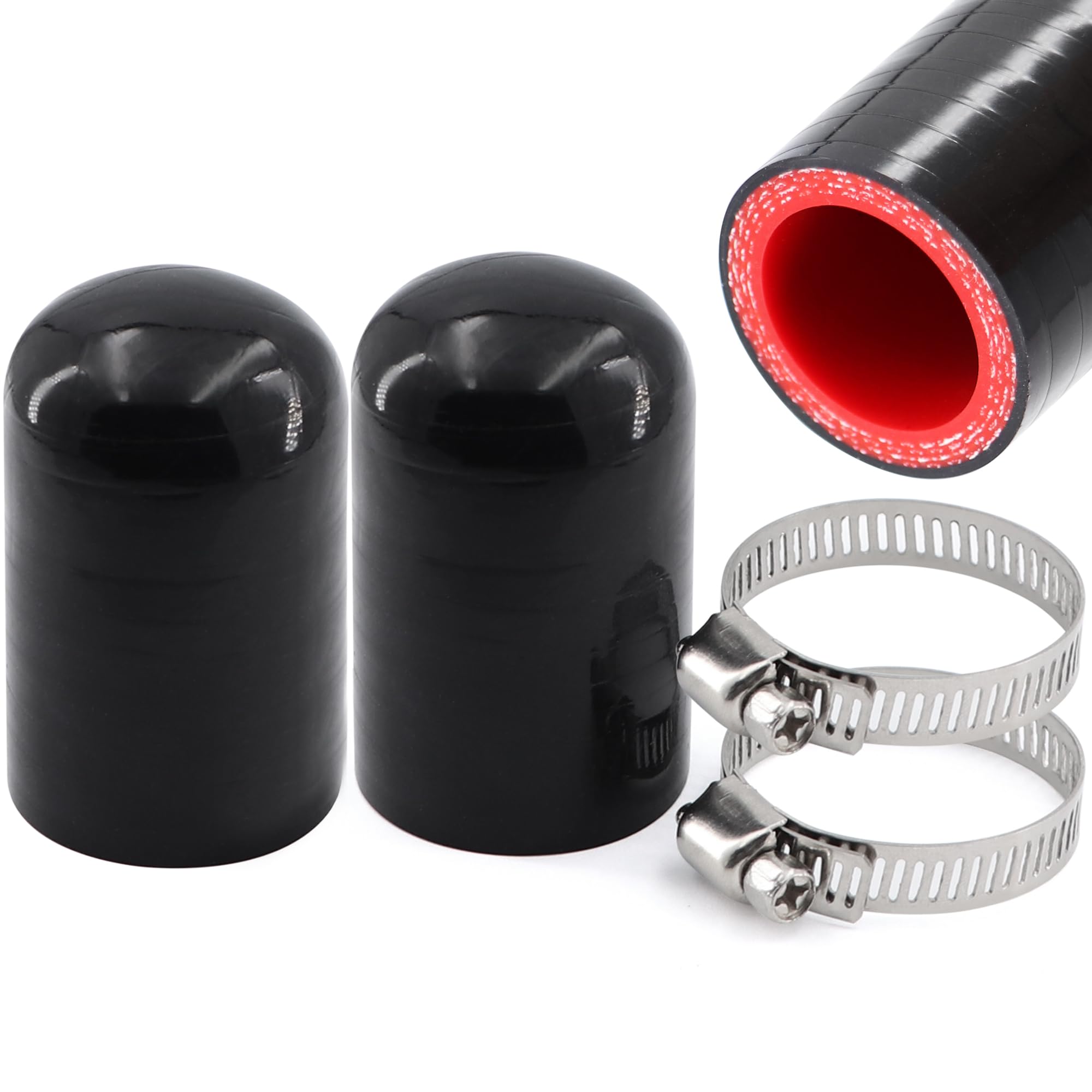 2Pcs High Temperature 4-Ply Reinforced Silicone Hose Cap ID 1 Inch(25mm) Hose End Plug for Turbo Bypass Valve/Throttle Body Wate