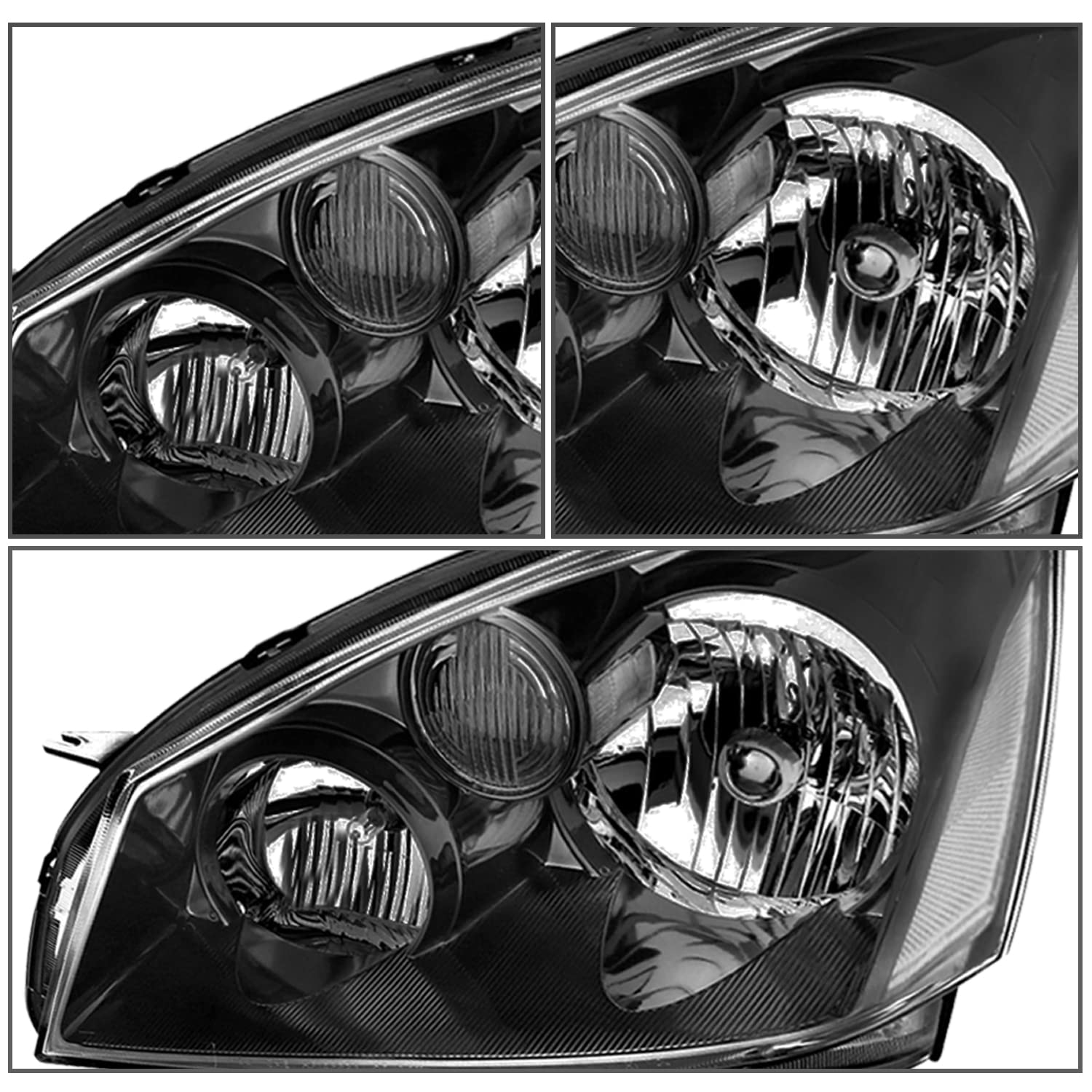 Bryght Headlight Assembly For 2005 2006 Nissan Altima Ome Style Headlamp Replacement Passenger And Driver Side (Black Housing With Clear Reflector)