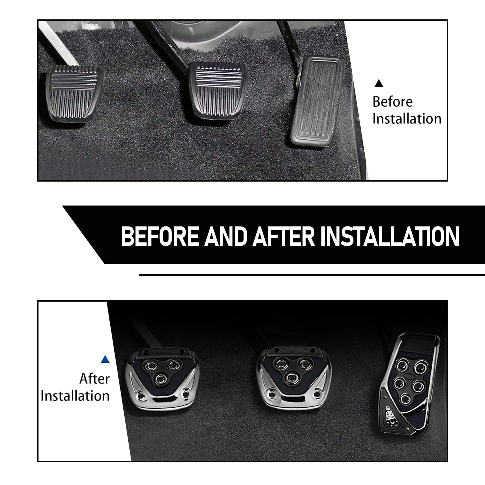 Fluher Pack-3 Car Pedal Set, Accelerator Clutch Brake Modified Pedal, Sports Racing Decorative Punch-Free Pedal, Universal for M