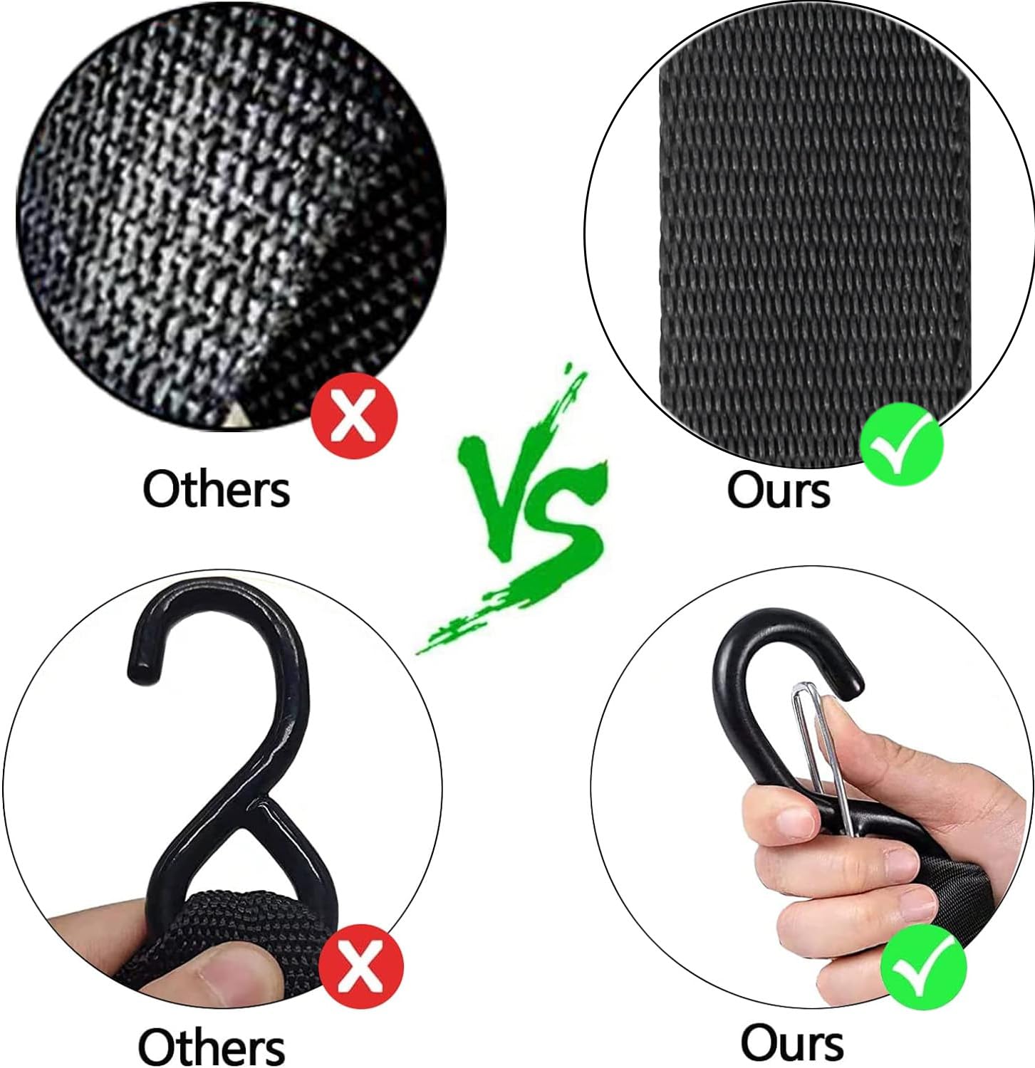 Cam Buckle Tie Down Straps with Hooks and Integrated Soft Loops, Heavy Dudy Lashing Straps for Motorcycle, Boat, Kayak, Truck, T