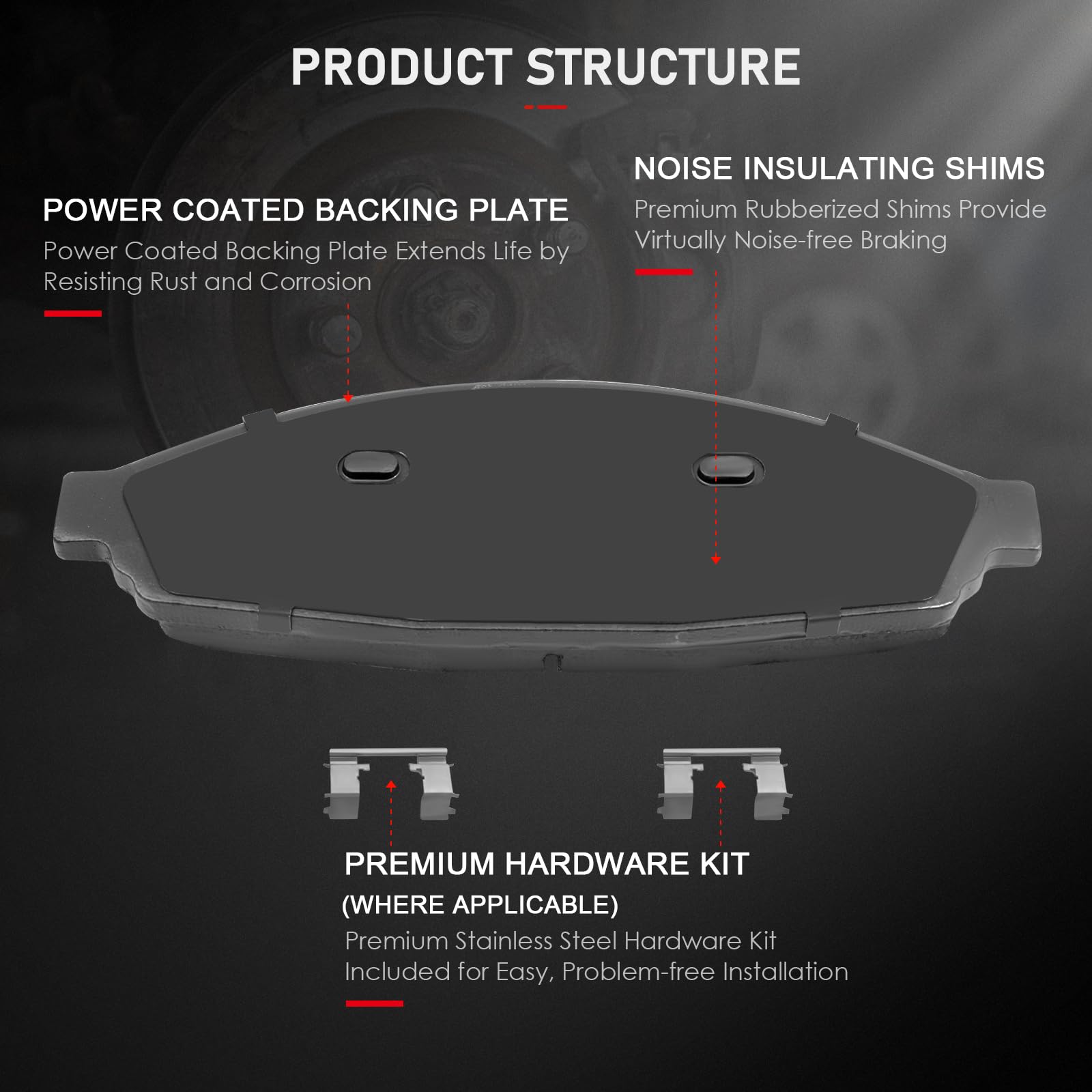 Cciyu D931 D932 Front Rear Ceramic Brake Pads Kit 8 Set Fit For 2003-2011 For Ford Crown Victoria 2003-2011 For Lincoln Town Car