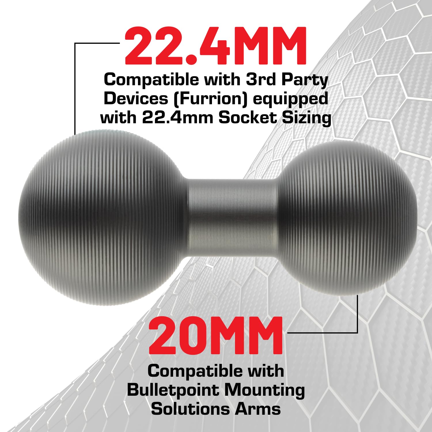 Bulletpoint Aluminum 20Mm Ball To 22.4Mm Ball Mount Extension Connector For Mounting Arms Compatible With Furrion Backup Cameras