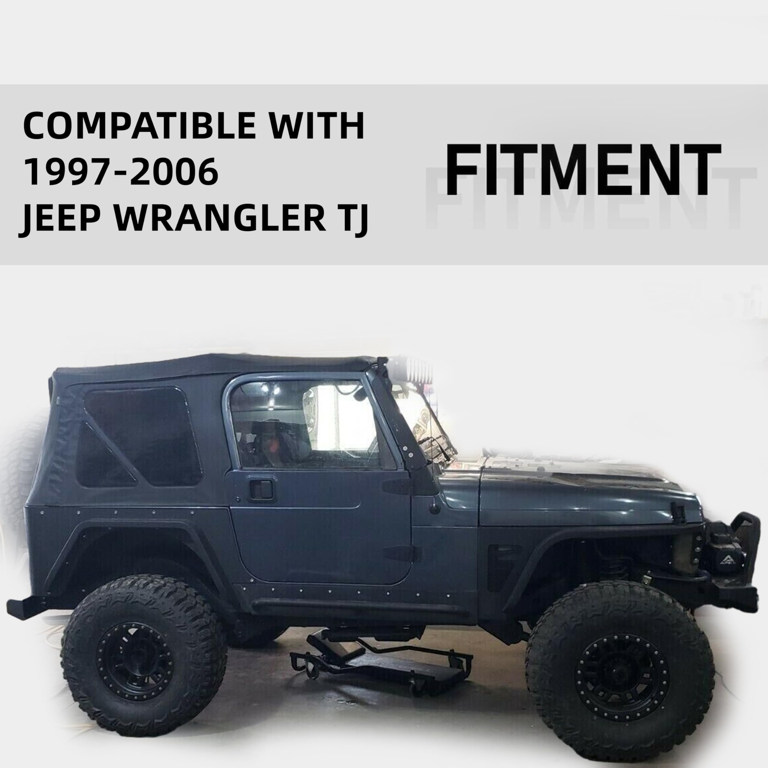 KUAFU Rear Corner Rocker Guards Compatible with 1997-2006 Jeep Wrangler TJ, Rear Body Armor Quarter Panels Tail Light Trim Cover