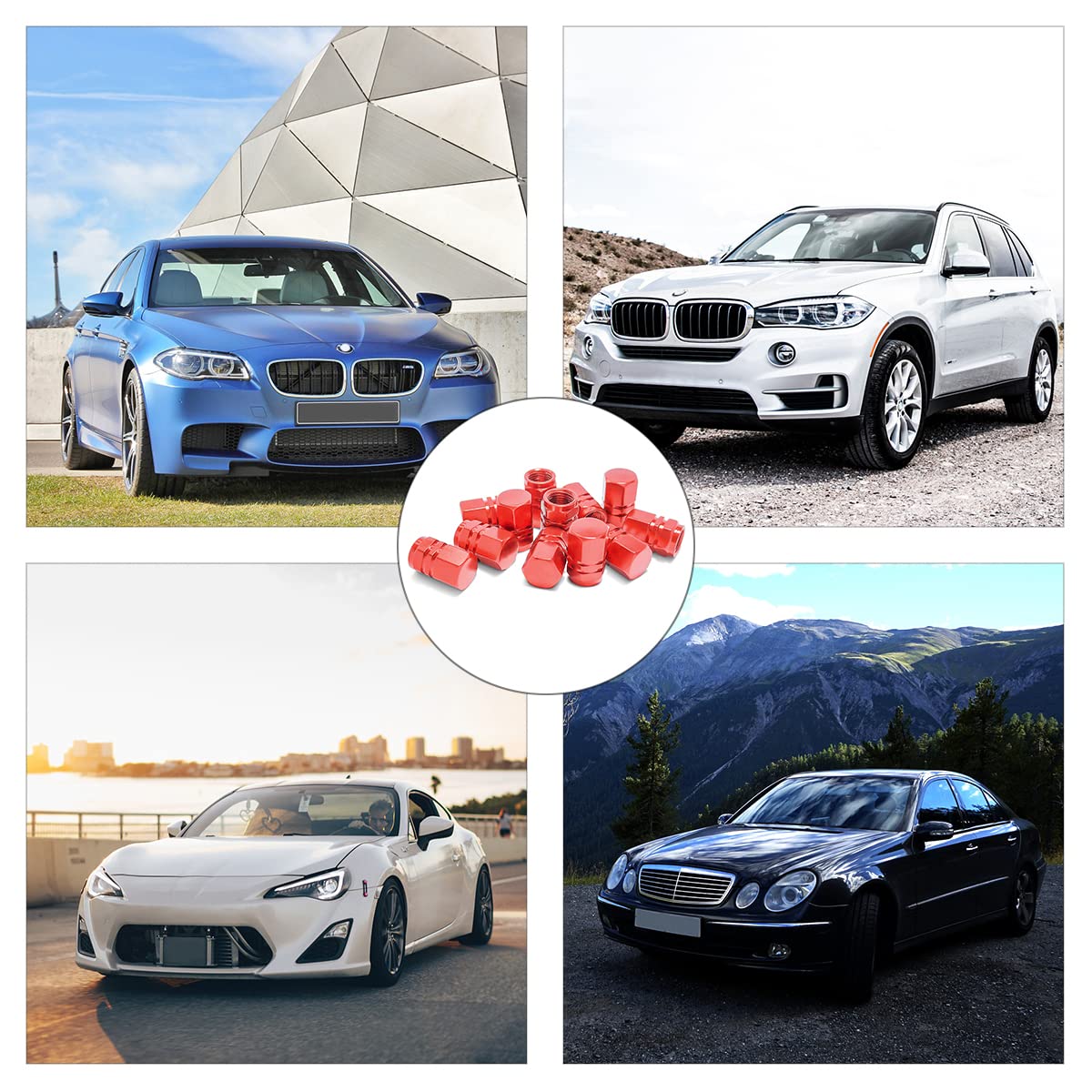 12 Pcs Car Tire Valve Stem Caps, Airtight Caps/Covers, Universal For Cars, Bicycles, Motorcycles, Suvs, Car Accessories For Men Women (Red)