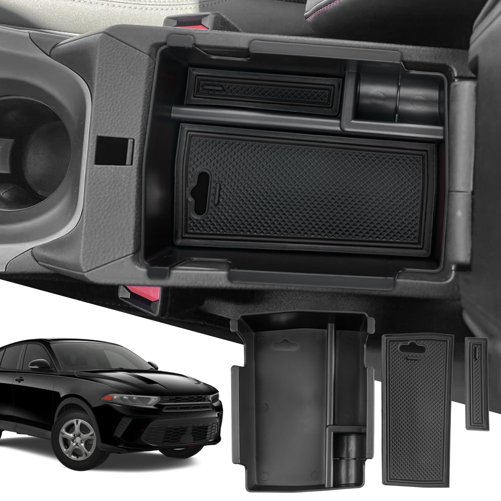 SXCY Fit for 2023 2024 Jeep Compass/Dodge Hornet Center Console Organizer for Jeep Compass 2022 2023 2024 Accessories Armrest Co