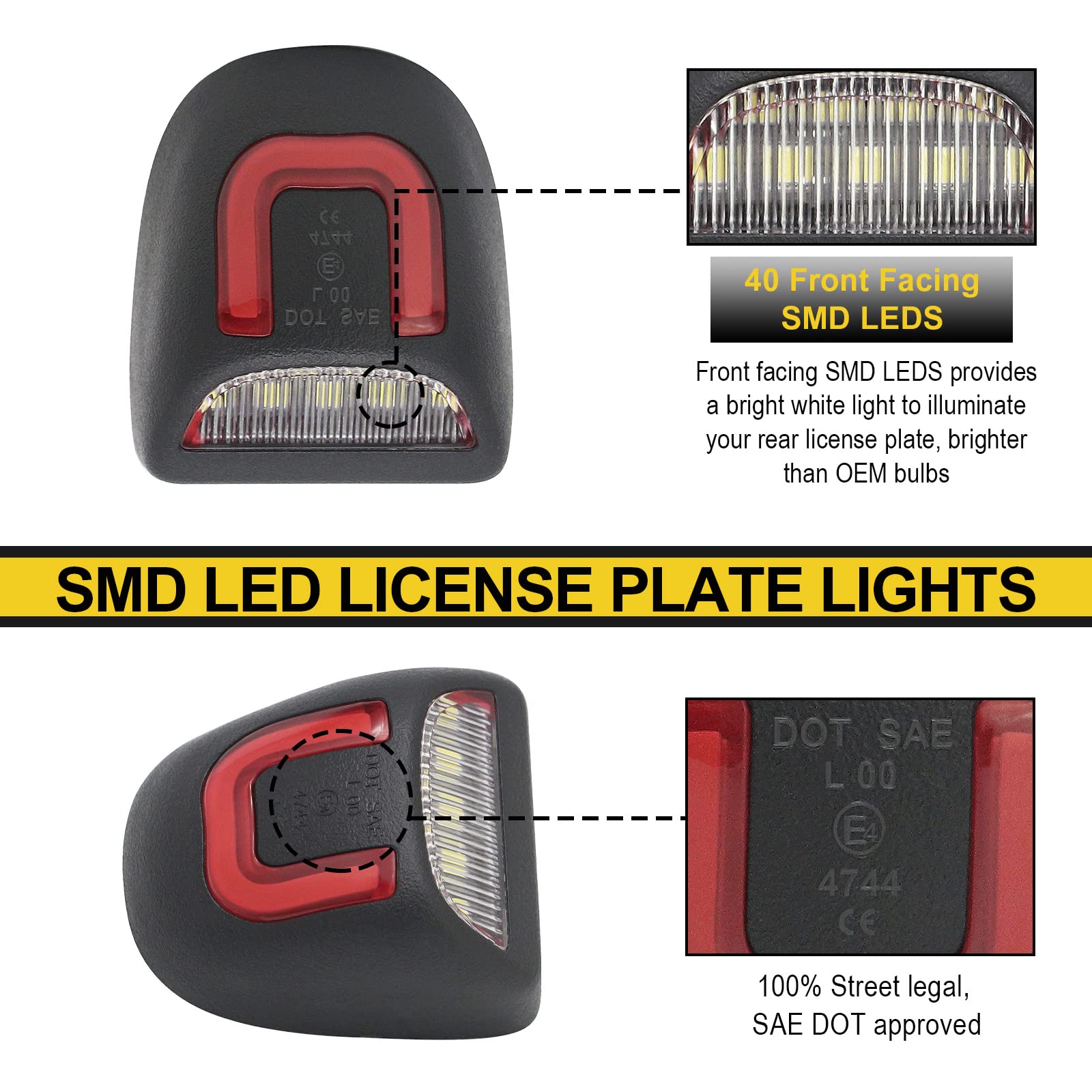 R&F Auto Red U-Shaped Led License Plate Lights Compatible With Silverado & Sierra 1500 2500 3500 Hd/Avalanche/Tahoe/Suburban/Tra