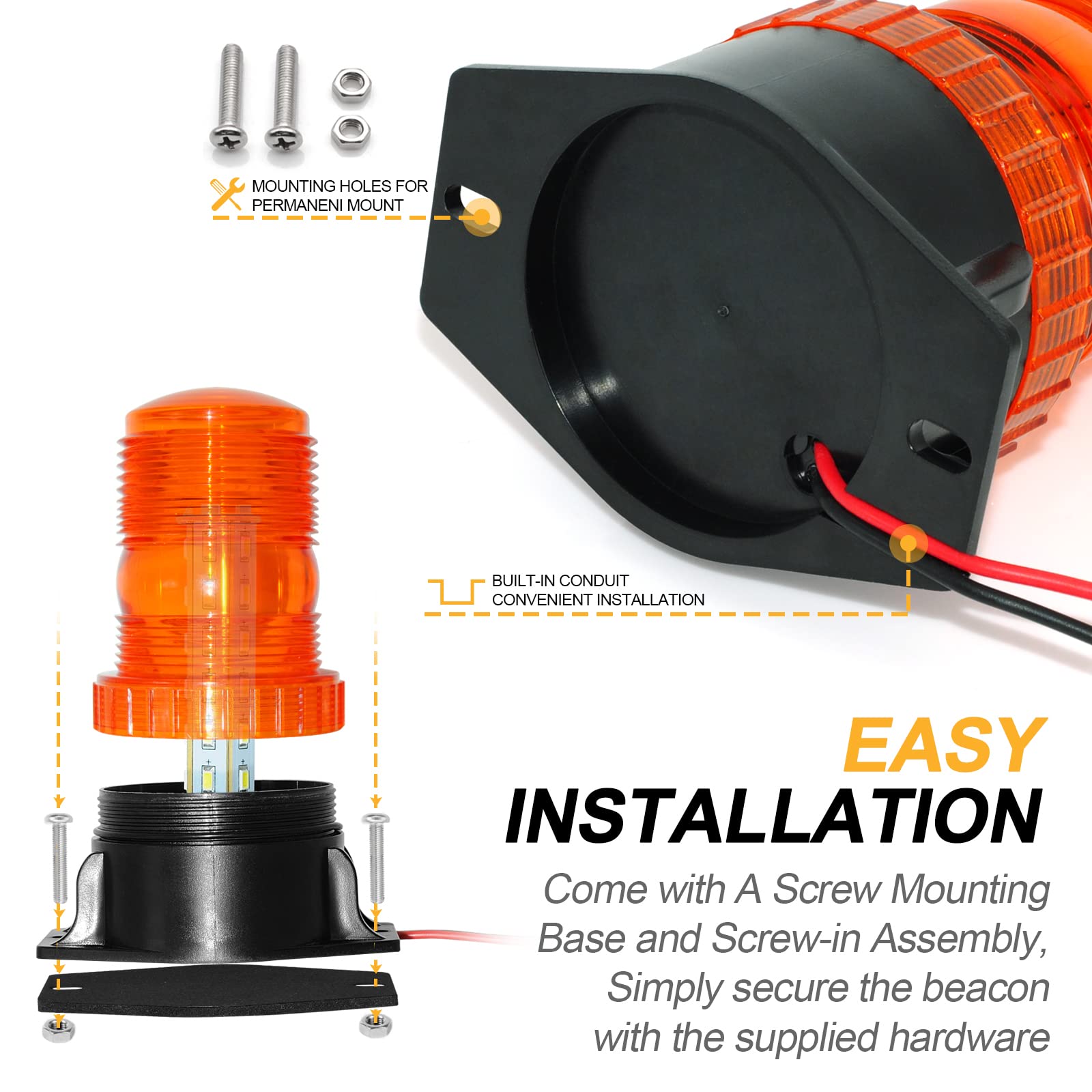 Etzone 30 Led Amber Forklift Strobe Light 30W Vehicle Roof Safety Beacon Light For 10-110V Mower, Atv, Trucks, Tractor, Golf Car